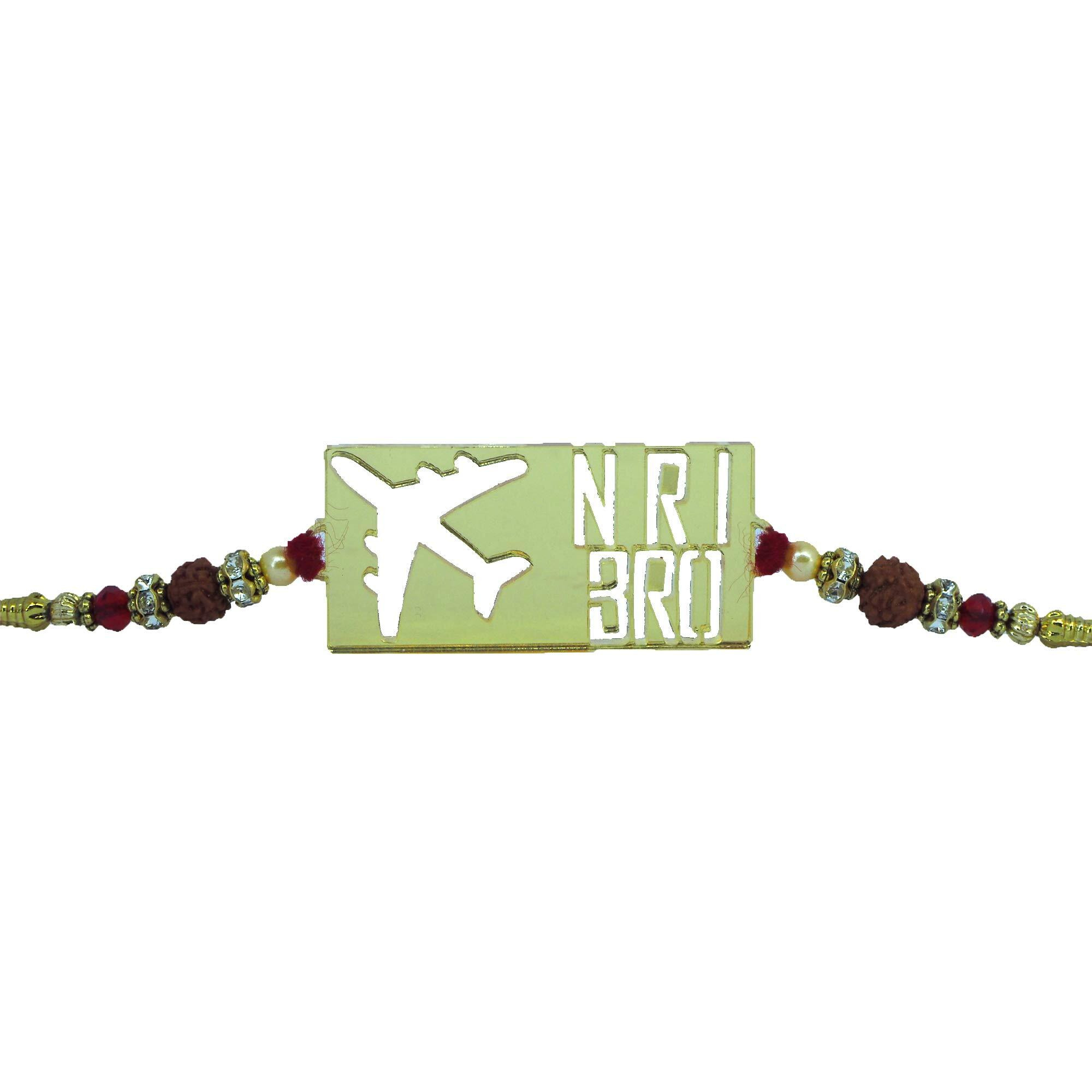 Ubuntu  Rakshabandhan Rakhis For Lovely Brother/Reflective Mirror Acrylic Gold Rakhis / (Pack Of - 1)-(Gold Mirror) (Nri Bro)
