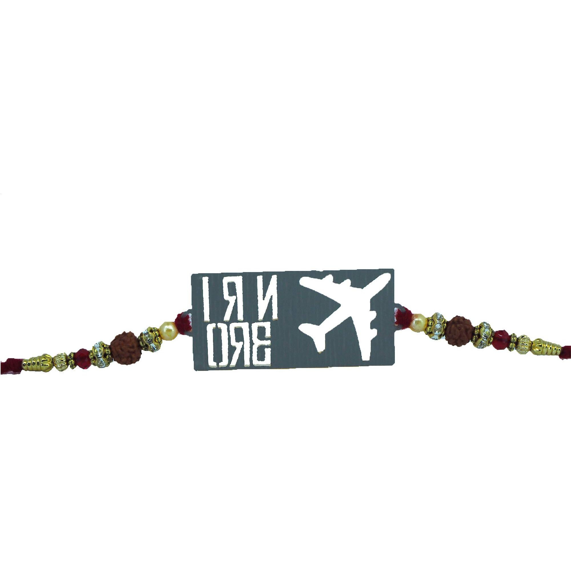 Ubuntu  Rakshabandhan Rakhis For Lovely Brother/Reflective Mirror Acrylic Gold Rakhis / (Pack Of - 1)-(Gold Mirror) (Nri Bro)