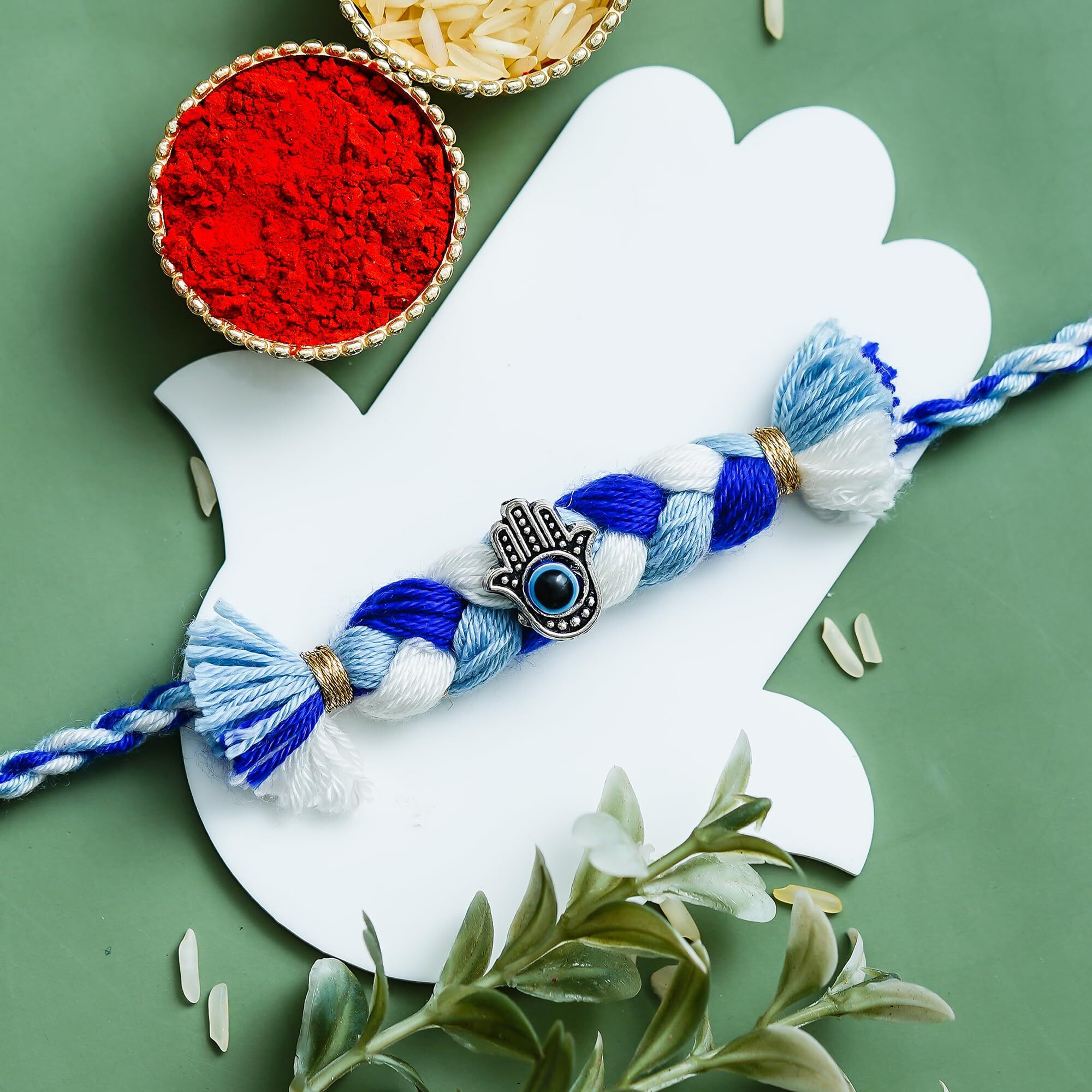 Tonkwalas Rakhi For Brother Set Of 2 Rakhi With Roli Chawal Set And Greeting Card (Multicolor-2)