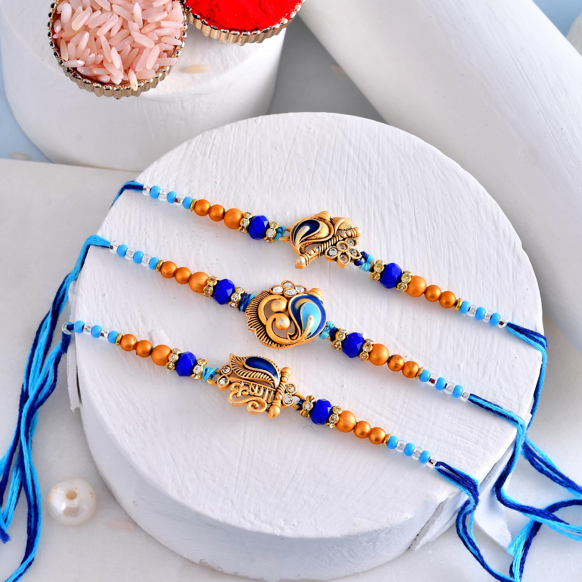 Craftvatika Rakhi Set Of 3 For Brother, Bhaiya Bhai Kids For Men, Krishna Flute Design For Boy Brother With Best Wishes Card, Best Rakhis For Rakshabandhan, Tilak Set, Rakshasutra