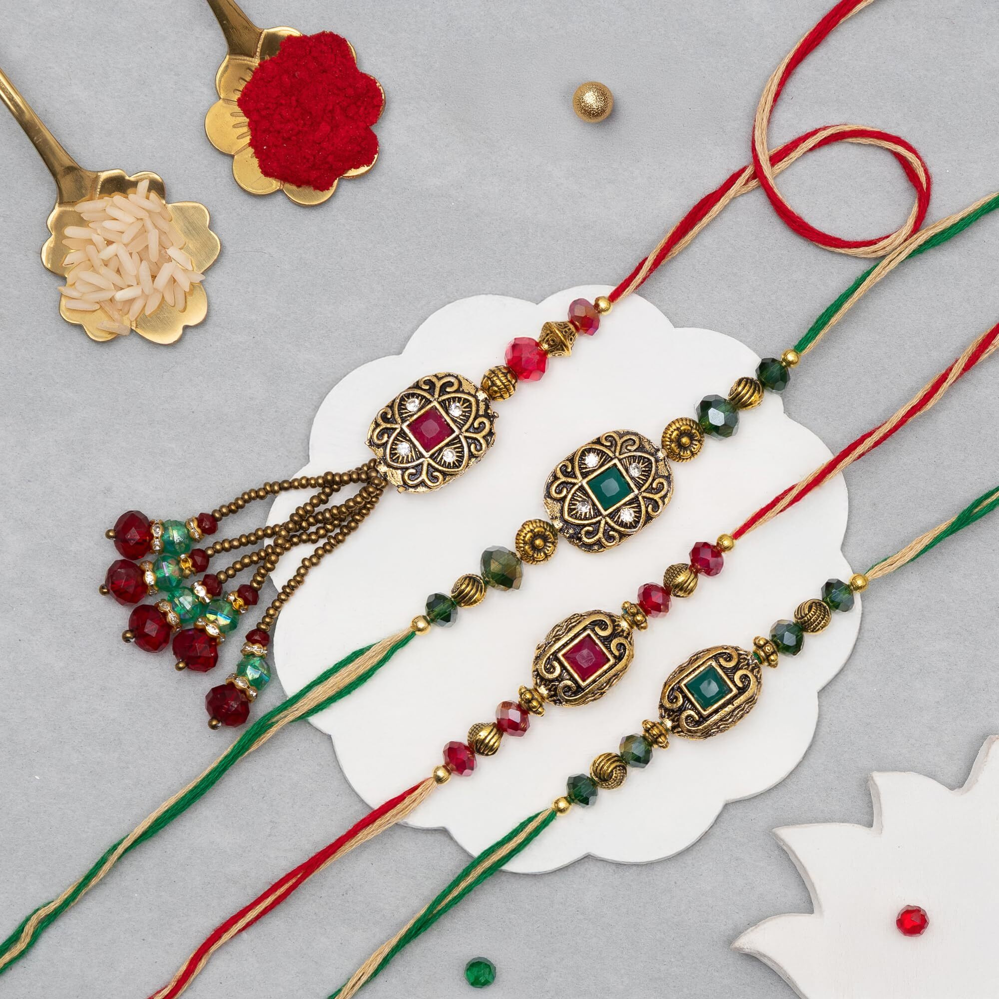 To The Nines Bhaiya Bhabhi Rakhi With 2 Rakhi For Kids, Greeting Card & Tilak Material  Lumba Set