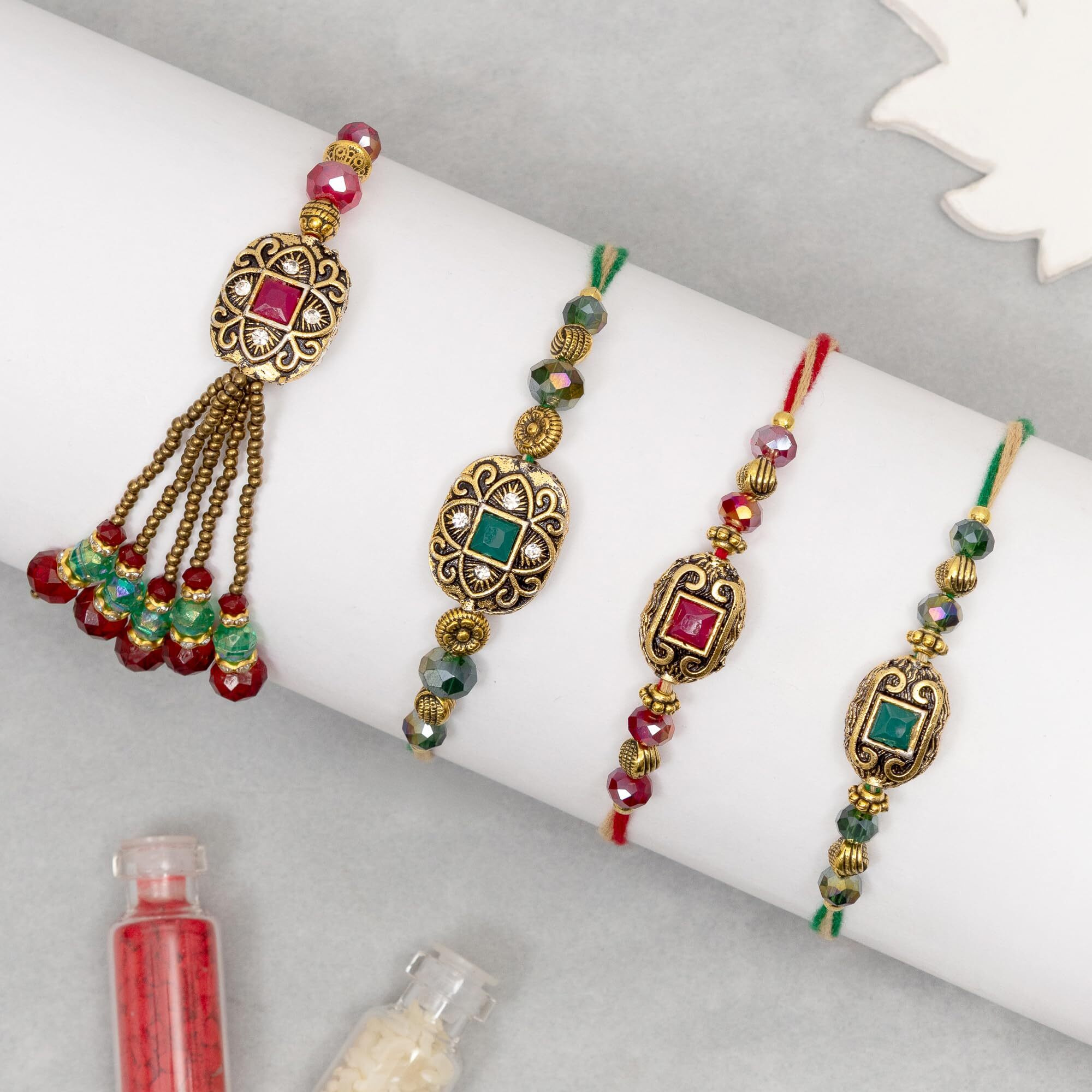 To The Nines Bhaiya Bhabhi Rakhi With 2 Rakhi For Kids, Greeting Card & Tilak Material  Lumba Set