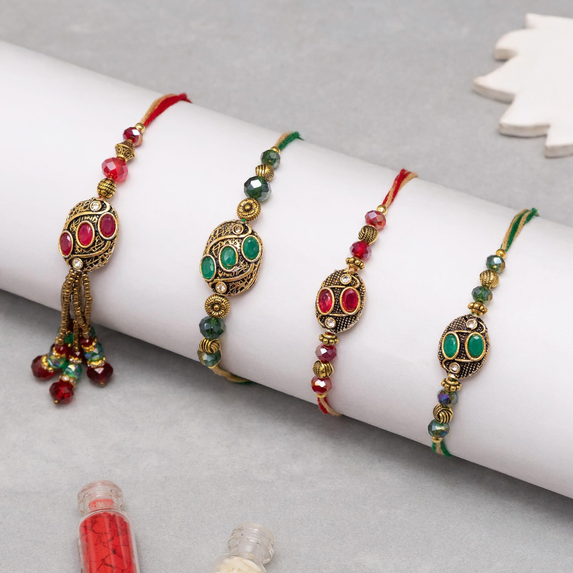 To The Nines Bhaiya Bhabhi Rakhi Set With 2 Kids Rakhi And Greeting Card
