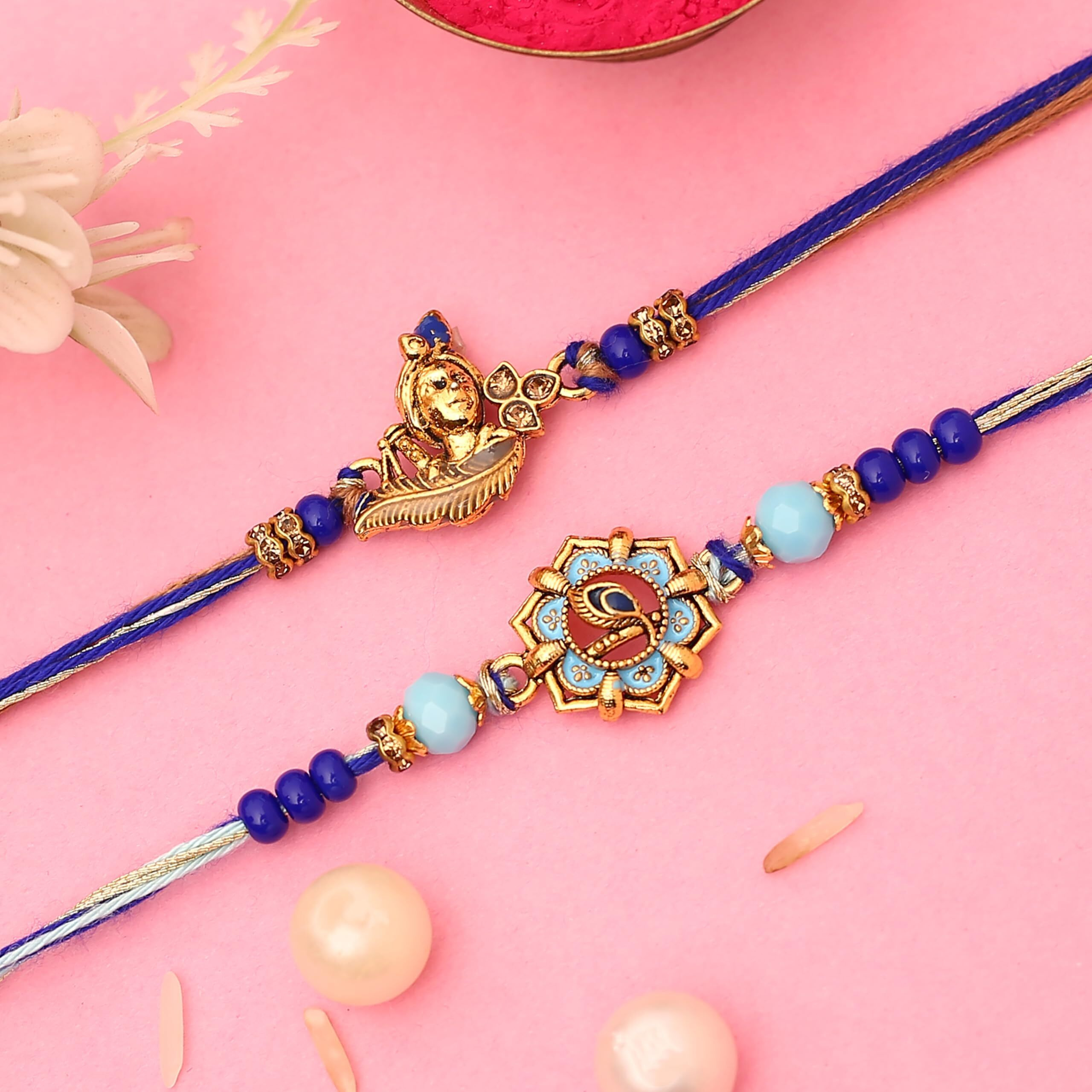 The Purple Tree Morpankhi Krishna Rakhi For Bhai (Pack Of 2), Handmade Rakhi For Brother, Rakshabandhan Gift For Bhai, Best Rakhi For Bhaiya