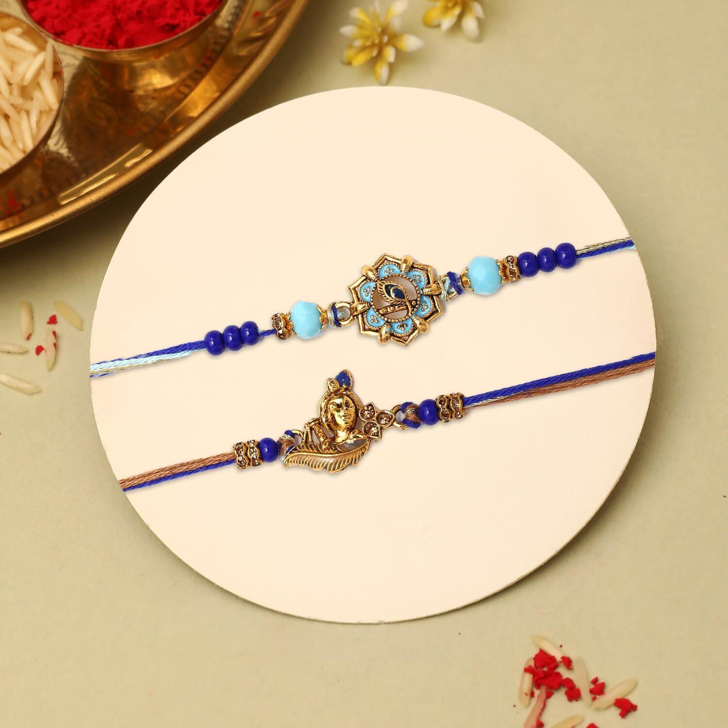 The Purple Tree Morpankhi Krishna Rakhi For Bhai (Pack Of 2), Handmade Rakhi For Brother, Rakshabandhan Gift For Bhai, Best Rakhi For Bhaiya