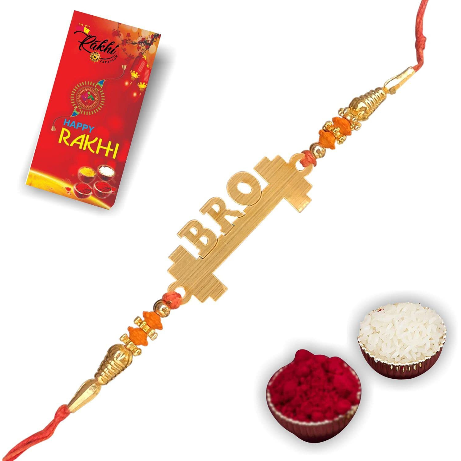 Case Creation Gym Freak Bro Rakhi For Raksha Bandhan Festival Gym Freak Bro Rakhi Raksha Bandhan Gift Band Moli Bracelet Wristbands Elegant Rakhi For Brother/Bhaiya With Roli Tilak Pack