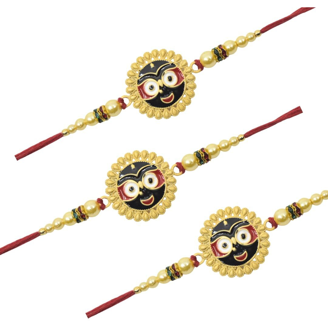 Jagannath World Handmade Lord Jagannath Rakhi Thread For Brother | Raksha Bandhan Rakhi | Pack Of 3