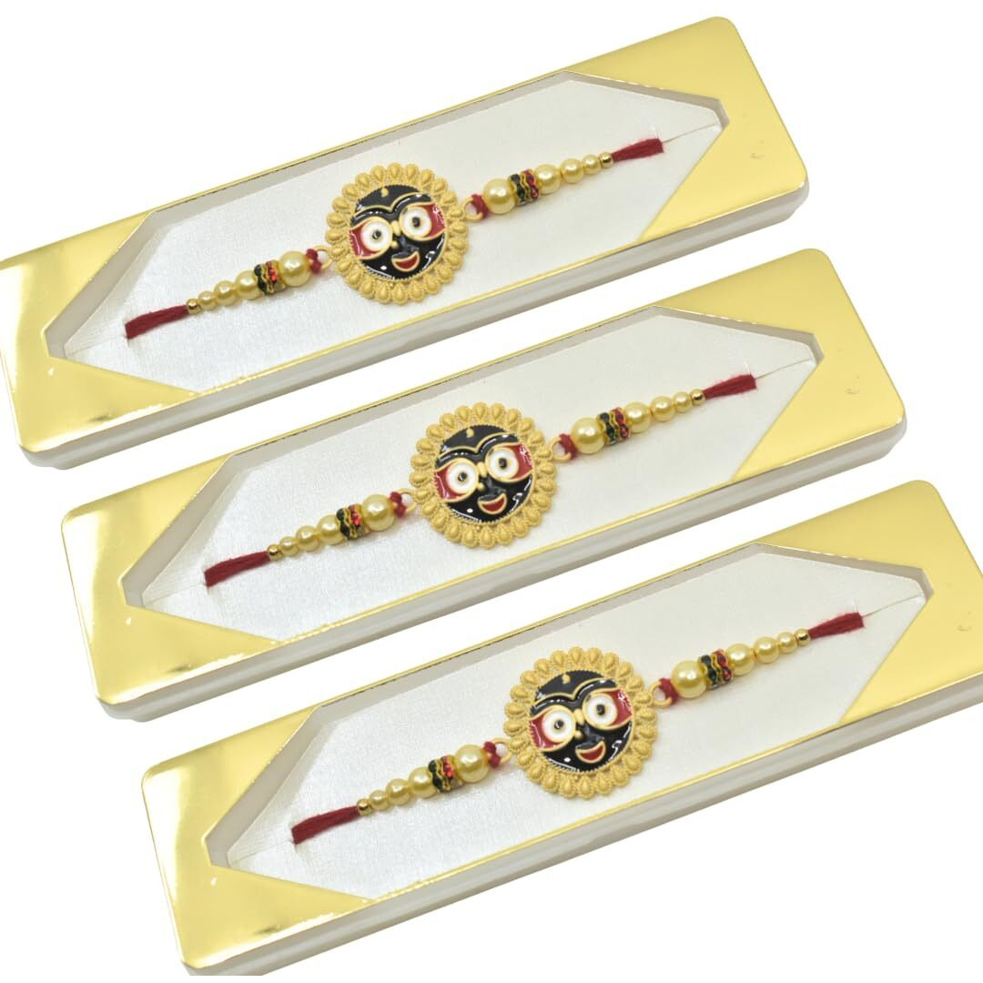 Jagannath World Handmade Lord Jagannath Rakhi Thread For Brother | Raksha Bandhan Rakhi | Pack Of 3