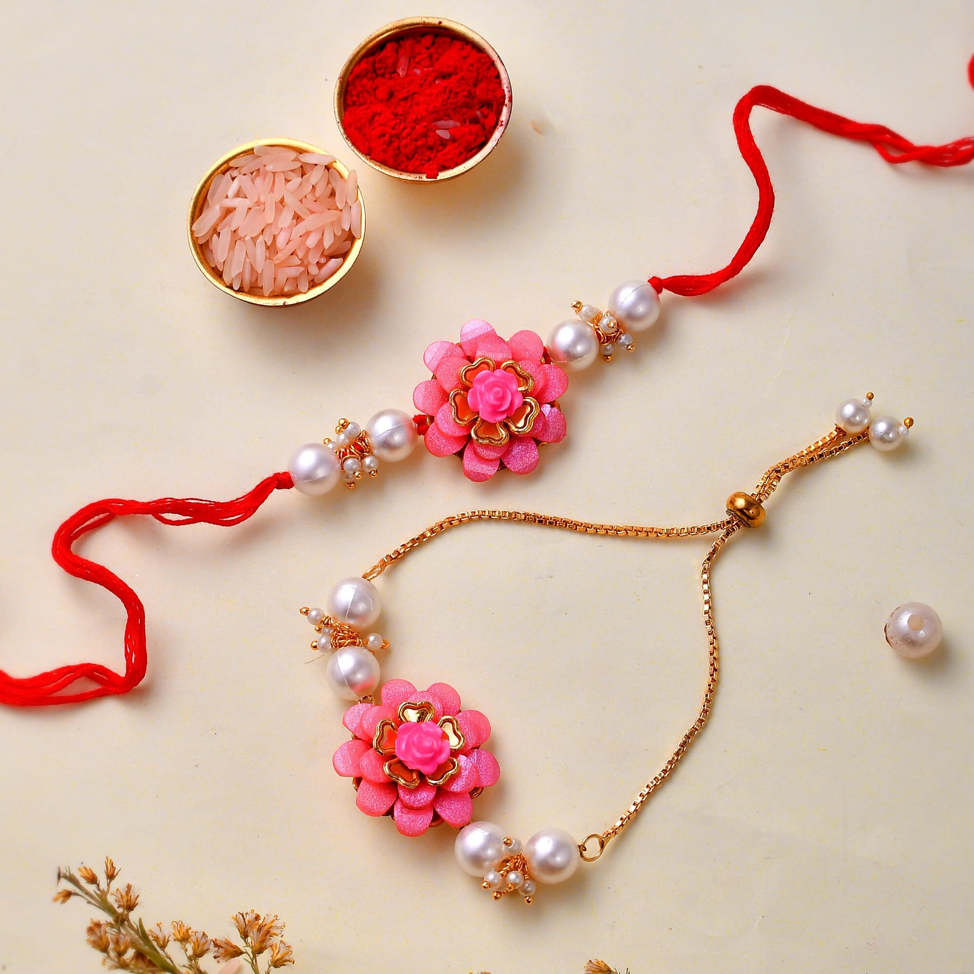 Great Art Floral Designer Rakhi For Bhaiya Bhabhi Rakshabandhan Bracelet Rakhi Set,Home Dcor And Wooden Cutout-2024-7