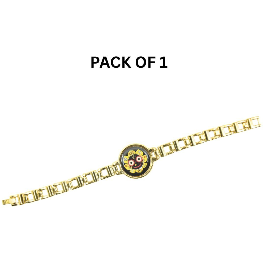 Jagannath World Handcrafted Lord Jagannath Golden Bracelet Rakhi For Brother | Adjustable Raksha Bandhan Bracelet Thread Pack Of 1