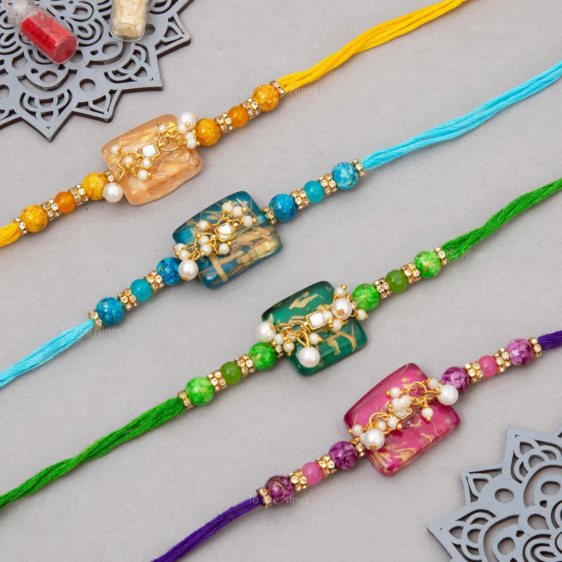 To The Nines Rakhi With Tilak Material For Brother With Tilak Material And Greeting Card