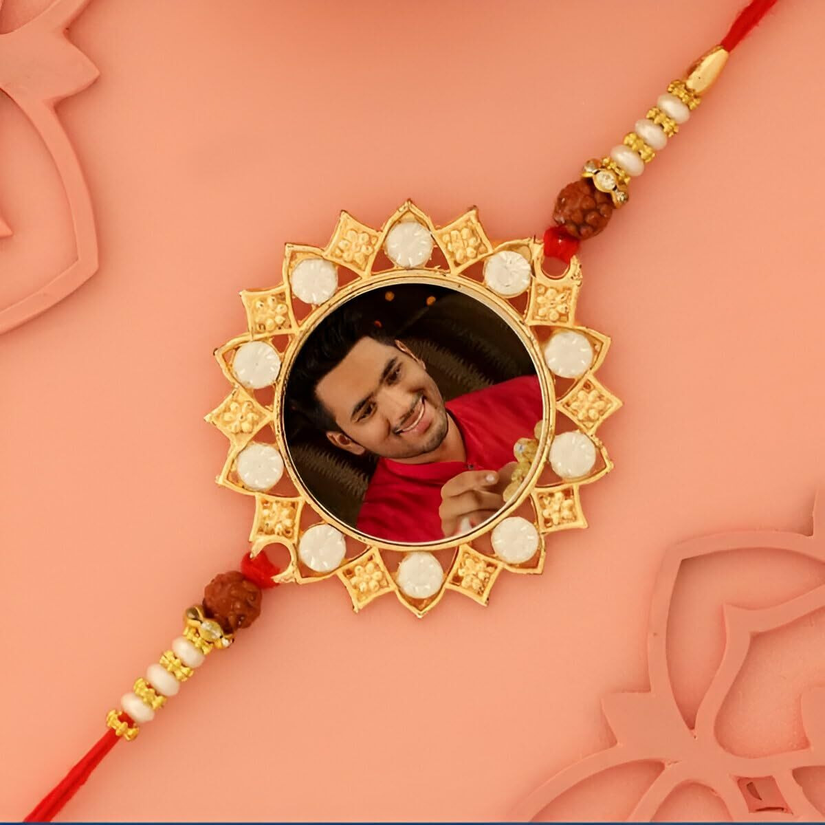 Thewhoop Personalized/Customised Designer Metal Rakhi Photo Or Print Name For Brothers - Raksha Bandhan Gift For Men(Pack Of1) (Photorakhi-Oval-Shape) (Model-B)