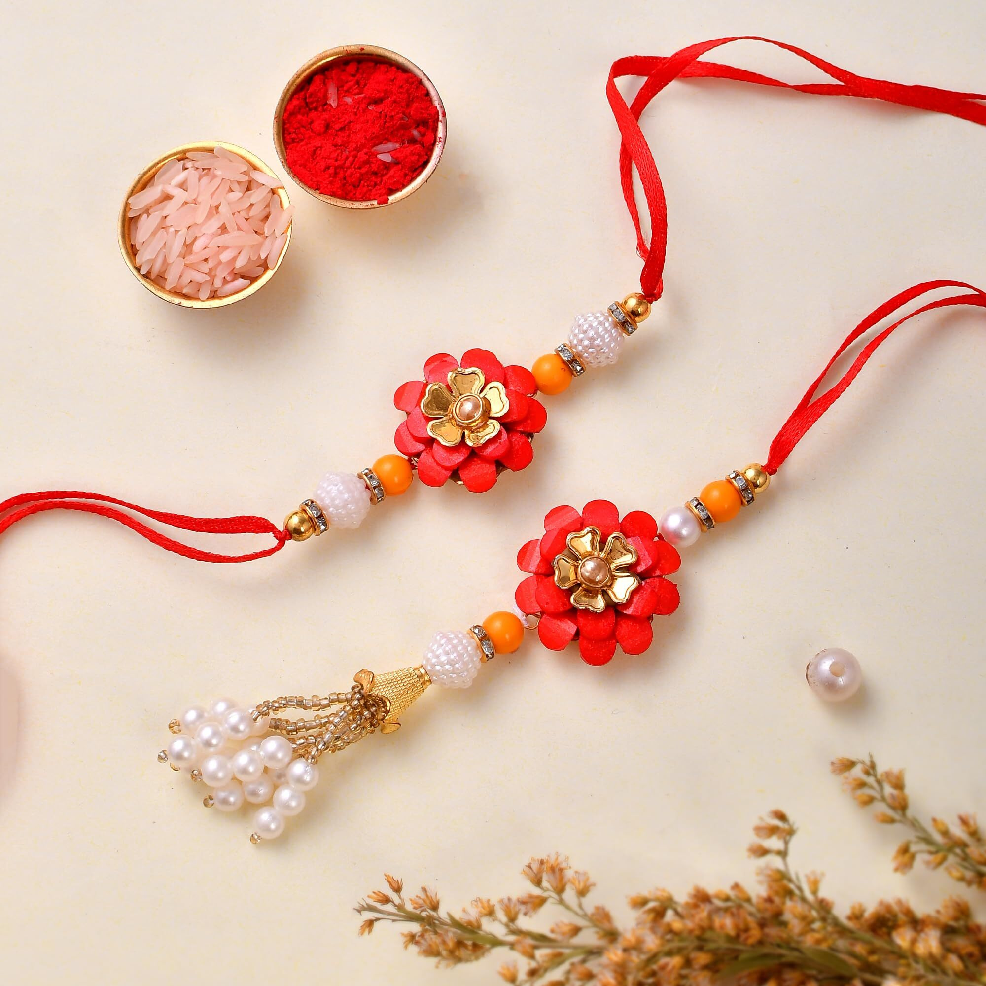 Great Art Floral Designer Rakhi For Bhaiya Bhabhi Rakshabandhan Bracelet Rakhi Set,Home Dcor And Wooden Cutout-2024-6