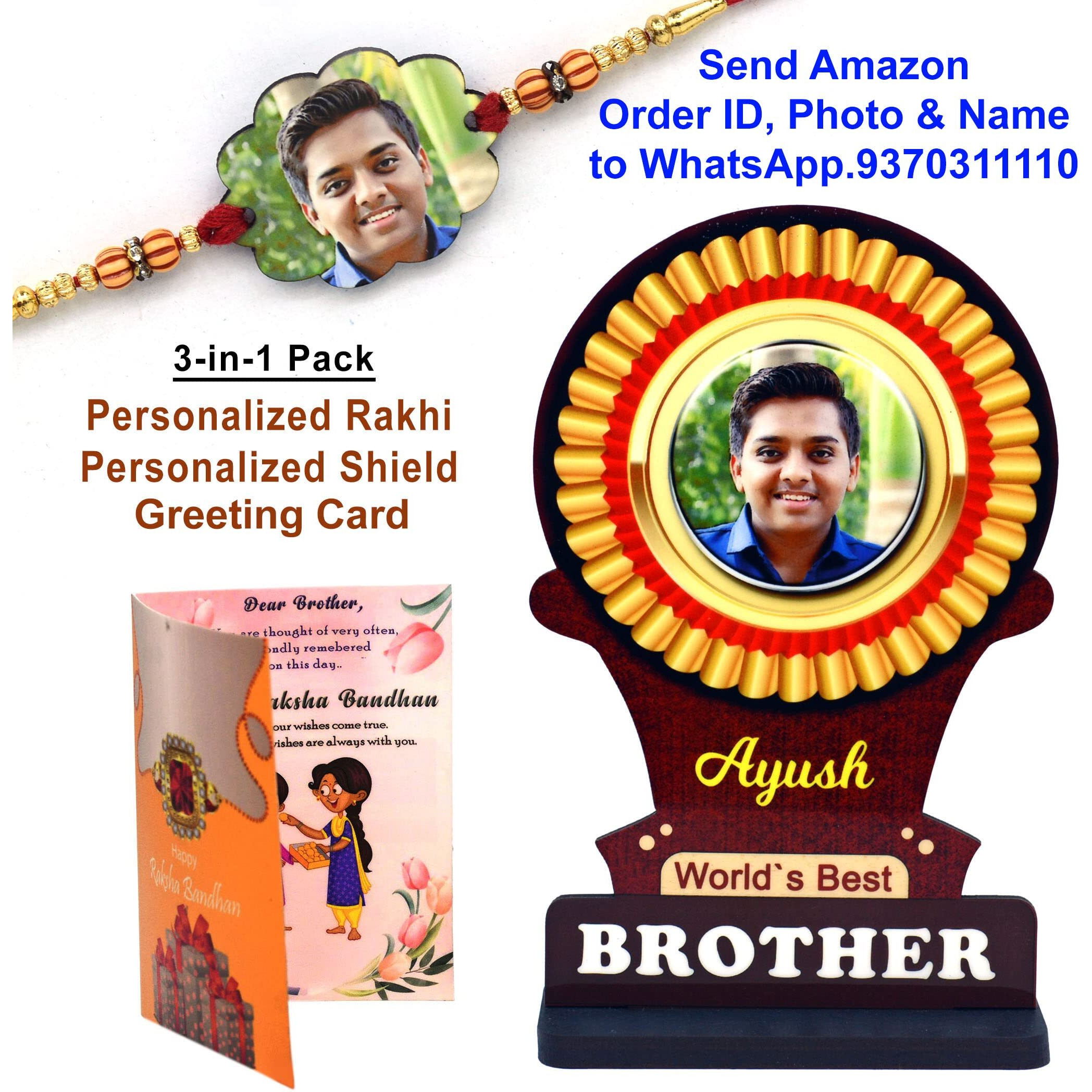 Ajanta Royal Set Of Personalized Rakhi With Personalized Memento For Brother On Rakshabandhan (Brother)