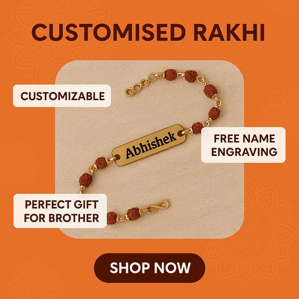 Unique Gift Items Personalized Rakhi For Brother | Stylish And Trendy Customized Artificial Rudraksh Rakhi Rk 10 (Pack Of 1)