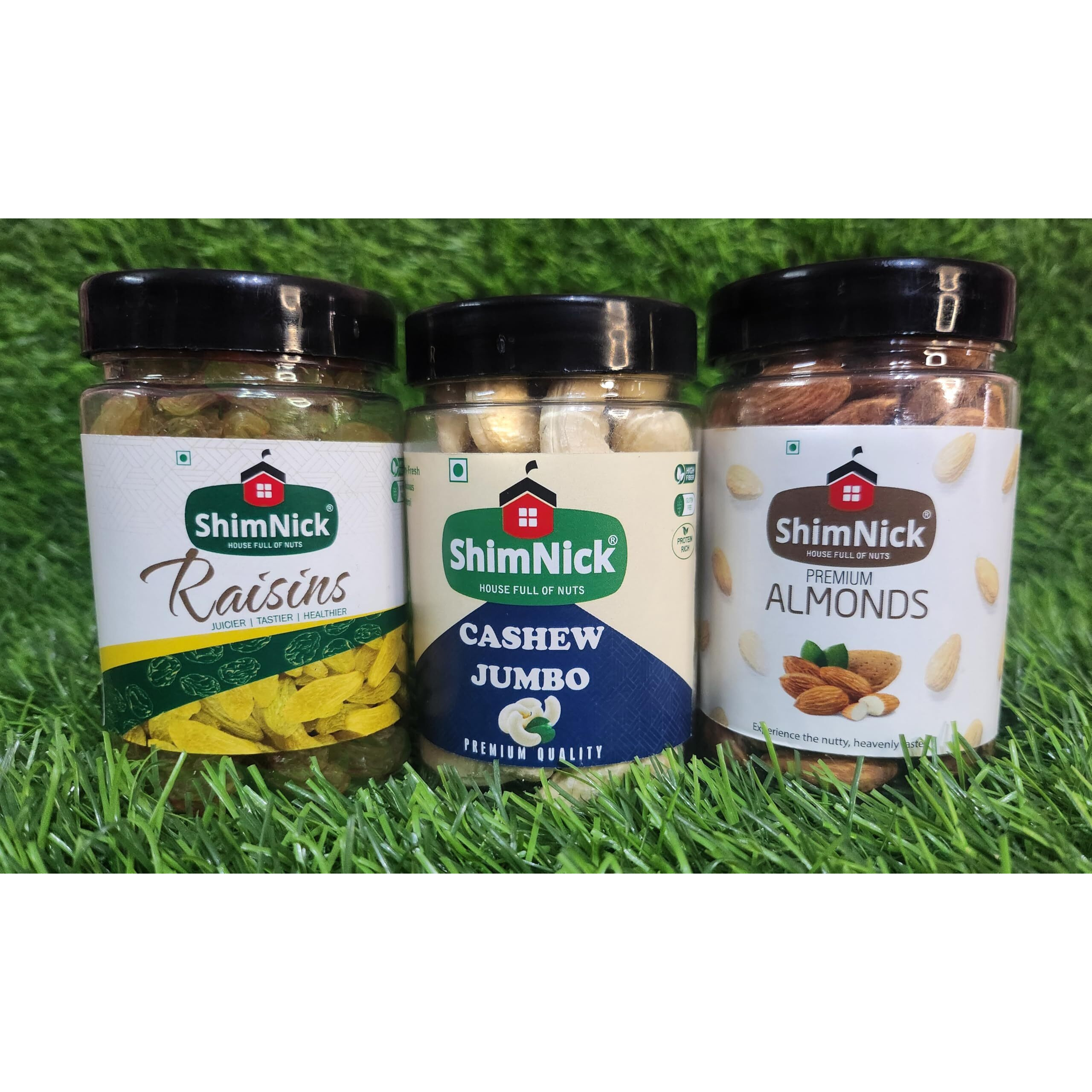Shimnick Rakhi Dryfruit Gift Box With Designer Hand-Picked Designer Rakhis | Almonds, Cashews, Kishmish (100Gm Each) In Jars | Designer Gift For Brother/Sister | Roli- Chawal | A Rakhi Card With Personal Message