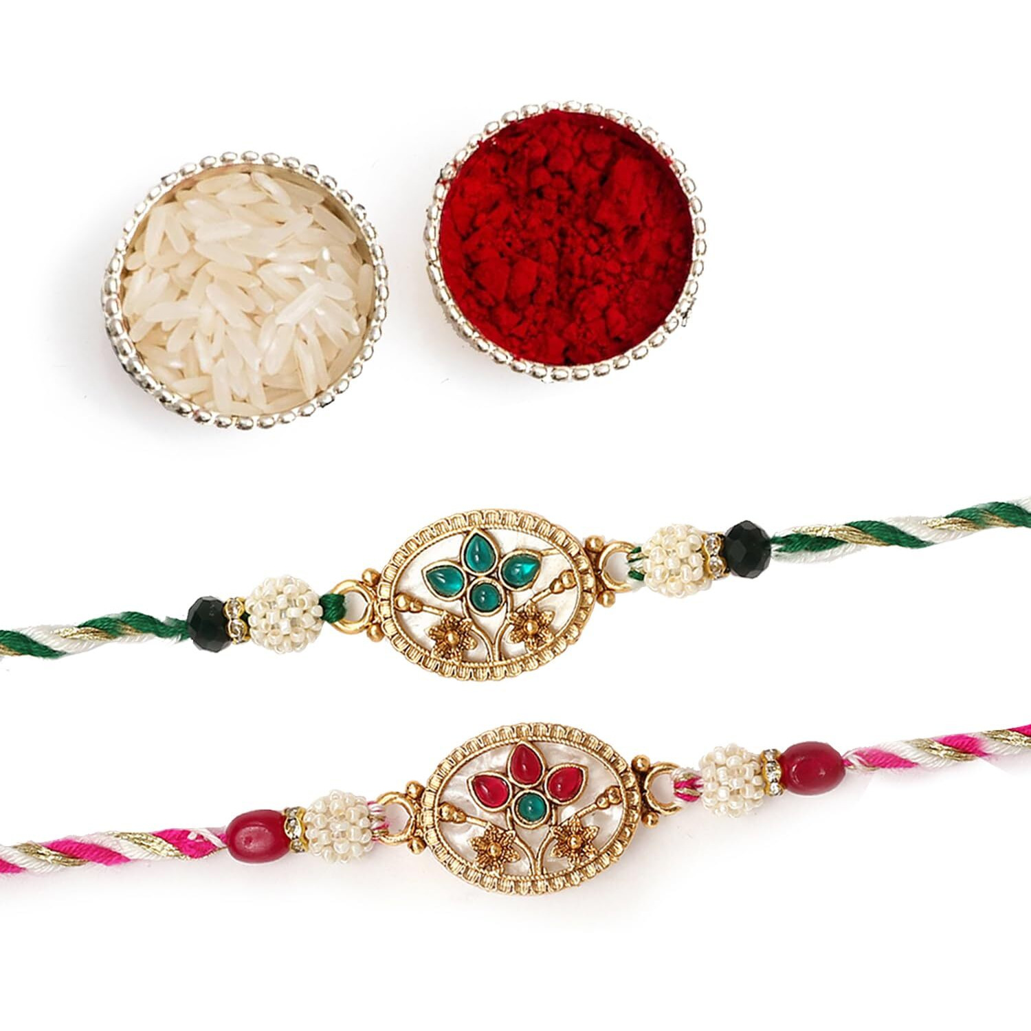 The Purple Tree Raksha Bandhan Gift Combo With Rakhi And Premium Milk Chocolates | 2 Pc Designer Floral Rakhis For Brother With Chocolate, Roli Chawal And Card | Rakshabandhan Gift Hamper For Bhai