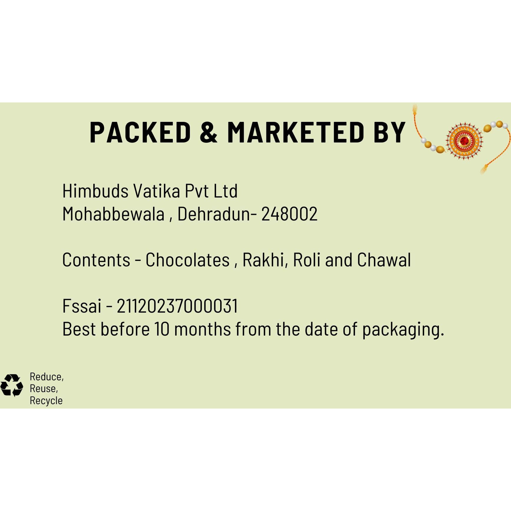 First Bud Organics Rakhi Combo Gift Hamper For Family With Hand Made Chocolates, Rakhi, Roli,Chawal & Card | Gift Hampers For Brothers & Sisters Hamper