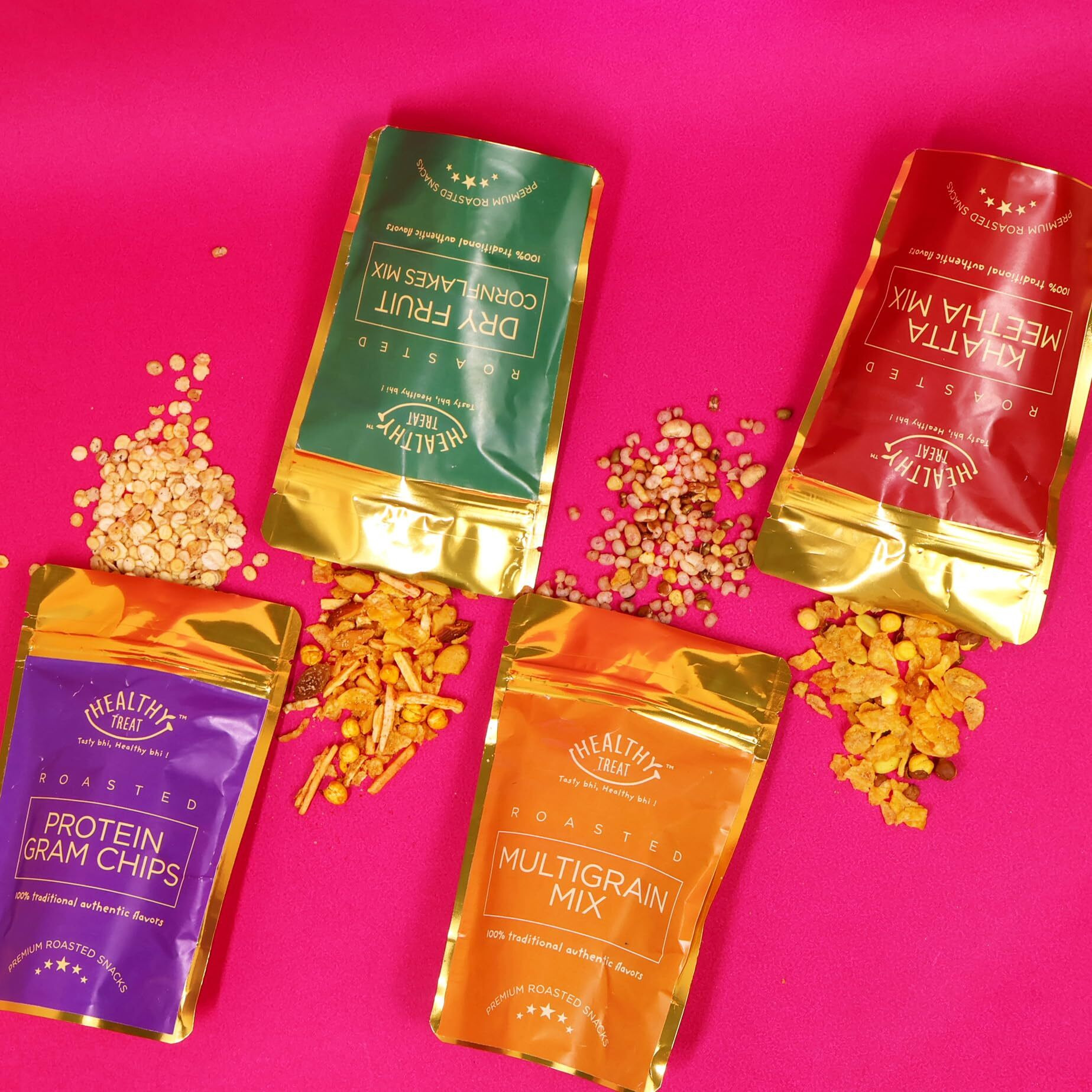 Healthy Treat Bhaiya Bhabhi Healthy Namkeen Rakhi Gift Hamper | Roasted Snacks Gift's Pack | A Pair Of Rakhii, Roli Chawal, Rakhi-Themed Stickers | Gifts For Brother And Sister | The Ultimate Assorted Raksha Bandhan Hampers