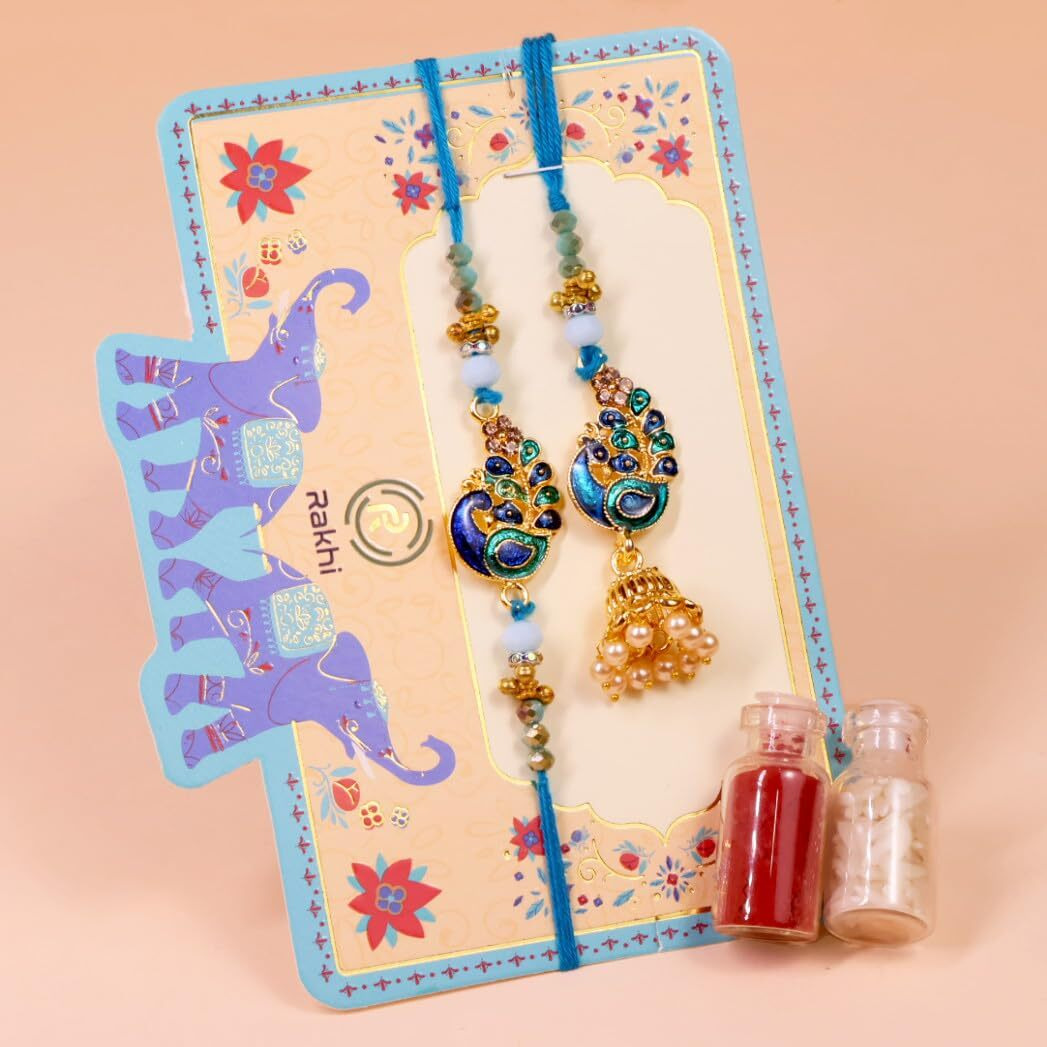 Healthy Treat Bhaiya Bhabhi Elegance Rakhi Gift Hamper | Roasted Dry Fruits & Berries Gift Box Hamper | A Pair Of Lumba-Rakhi, Roli Chawal, Candels | Rakshabandhan Gift Hamper | Roasted Dry Fruits Lumba Rakhii Gift Box
