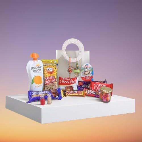Food Library The Magic Of Nature Gift For Brother And Bhabhi With Chocolate Gift & Assorted Hamper - Floral Lumba For Bhabhi & Rakhi For Brother Elegantly Packed In Reusable Transparent Bag.