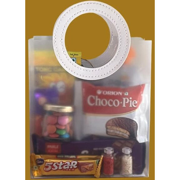 Food Library The Magic Of Nature Gift For Brother And Bhabhi With Chocolate Gift & Assorted Hamper - Floral Lumba For Bhabhi & Rakhi For Brother Elegantly Packed In Reusable Transparent Bag.