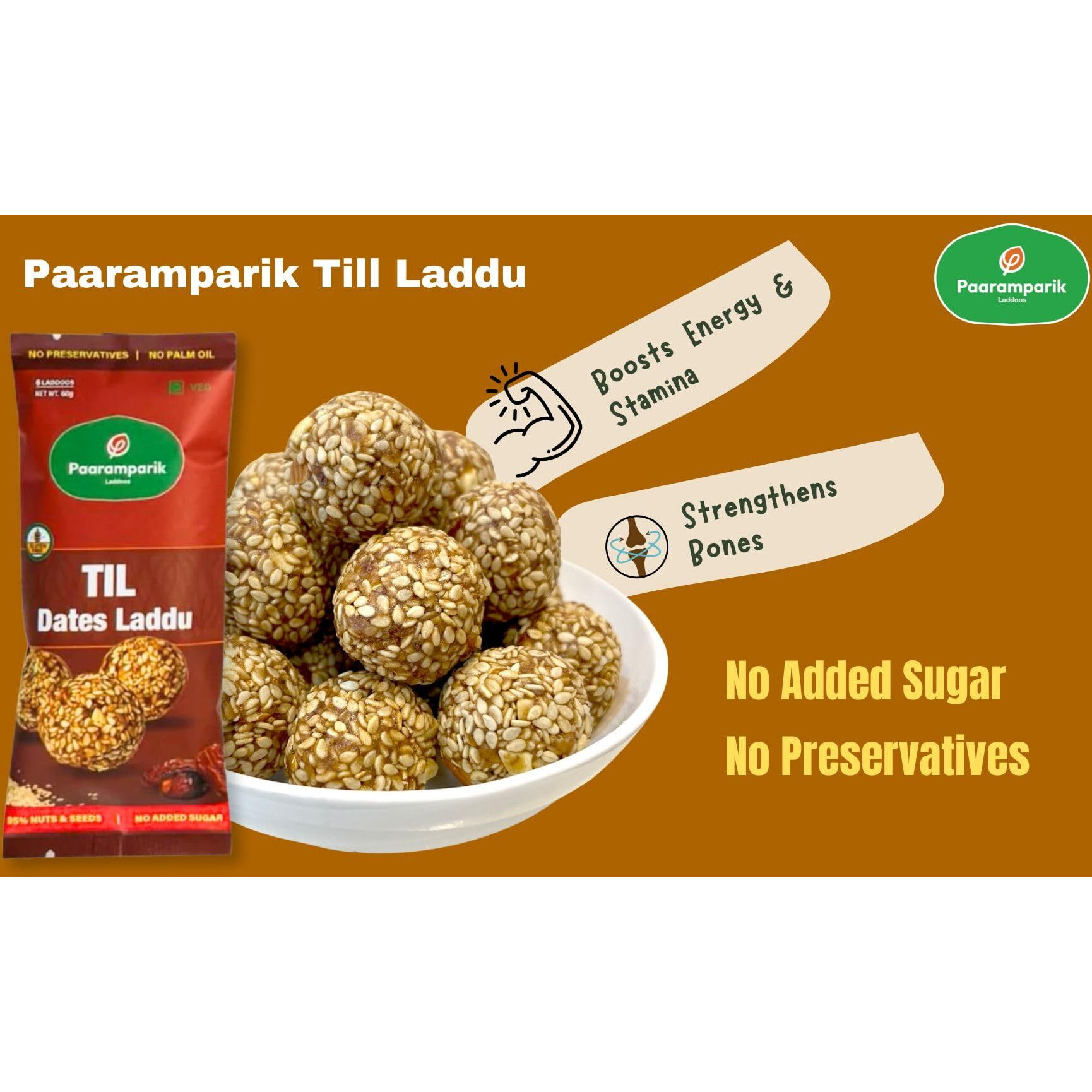 Paaramparik Laddu Rakhi Gift Hamper For Bhaiya, 2 Pack Dry Fruit Laddu, 1 Fridge Magnet, 1 Rakhi, Roli Chawal, 5 Items Combo Pack