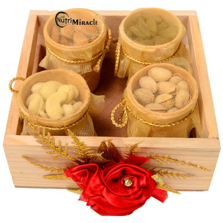 Nutri Miracle Family Rakhi Feast Edible Cups Of Dry Fruits & Chocolates Gift Hamper For Brother Bhabhi Kids With 5 Rakhi & Goodies