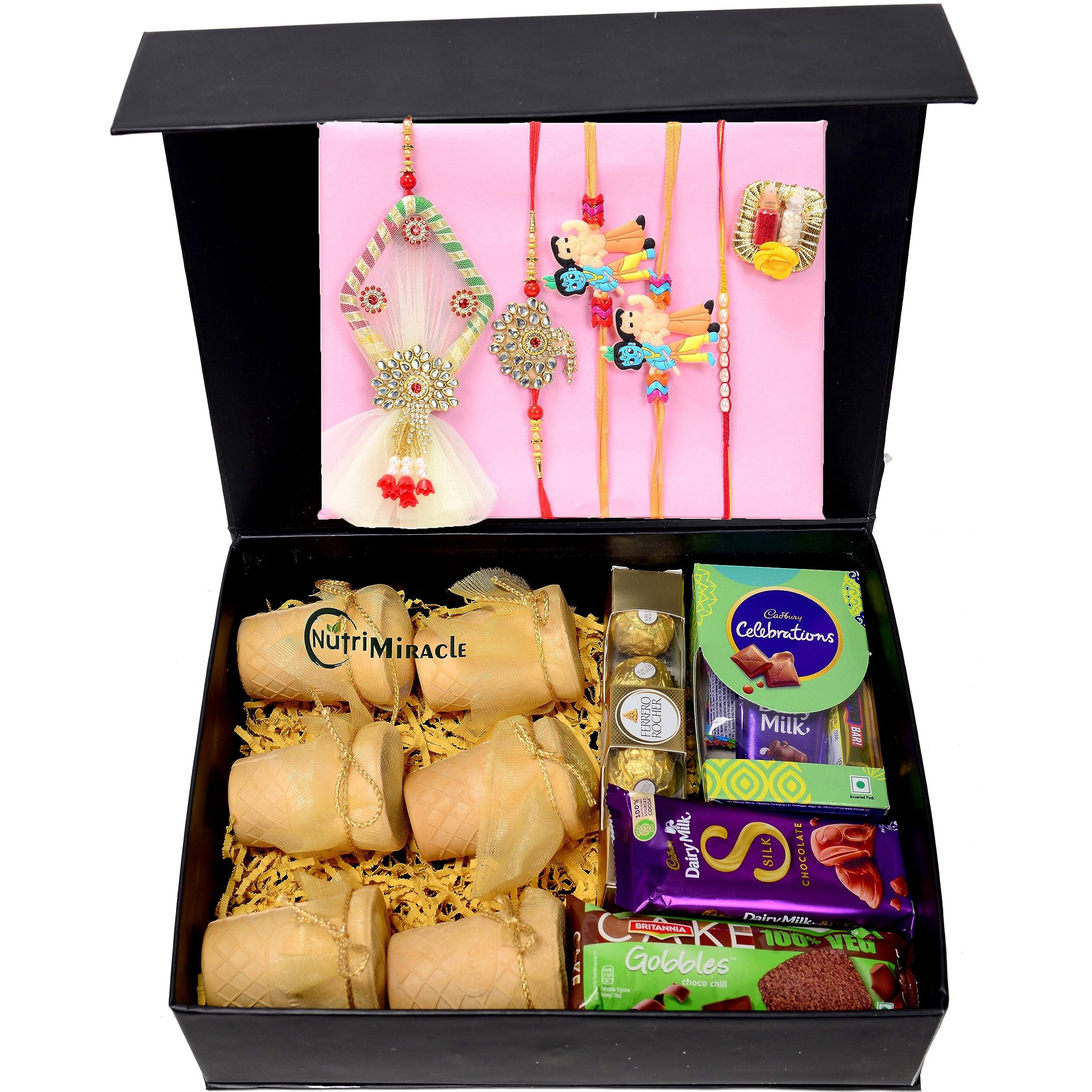 Nutri Miracle Eco Friendly Edible Cups Of Dryfruits Rakhi Hamper For Brother | Rakhi, Roli, Chawal Combo