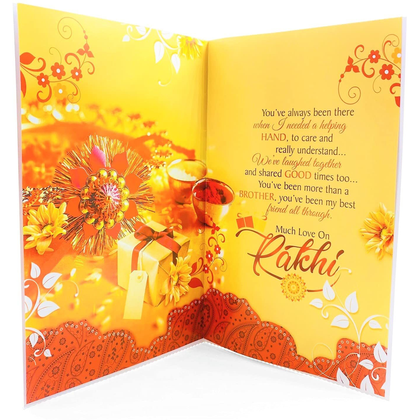 Almoda Creations Rakhi Plus Chocolate-Lord Ganesha Idol Figurine , 2 Antique Panch Dhatu Rakhi, Akshtra & Tilak With Cadbury Celebration Festive Box Chocolates, Rakhi Gifting & Customized Message Option