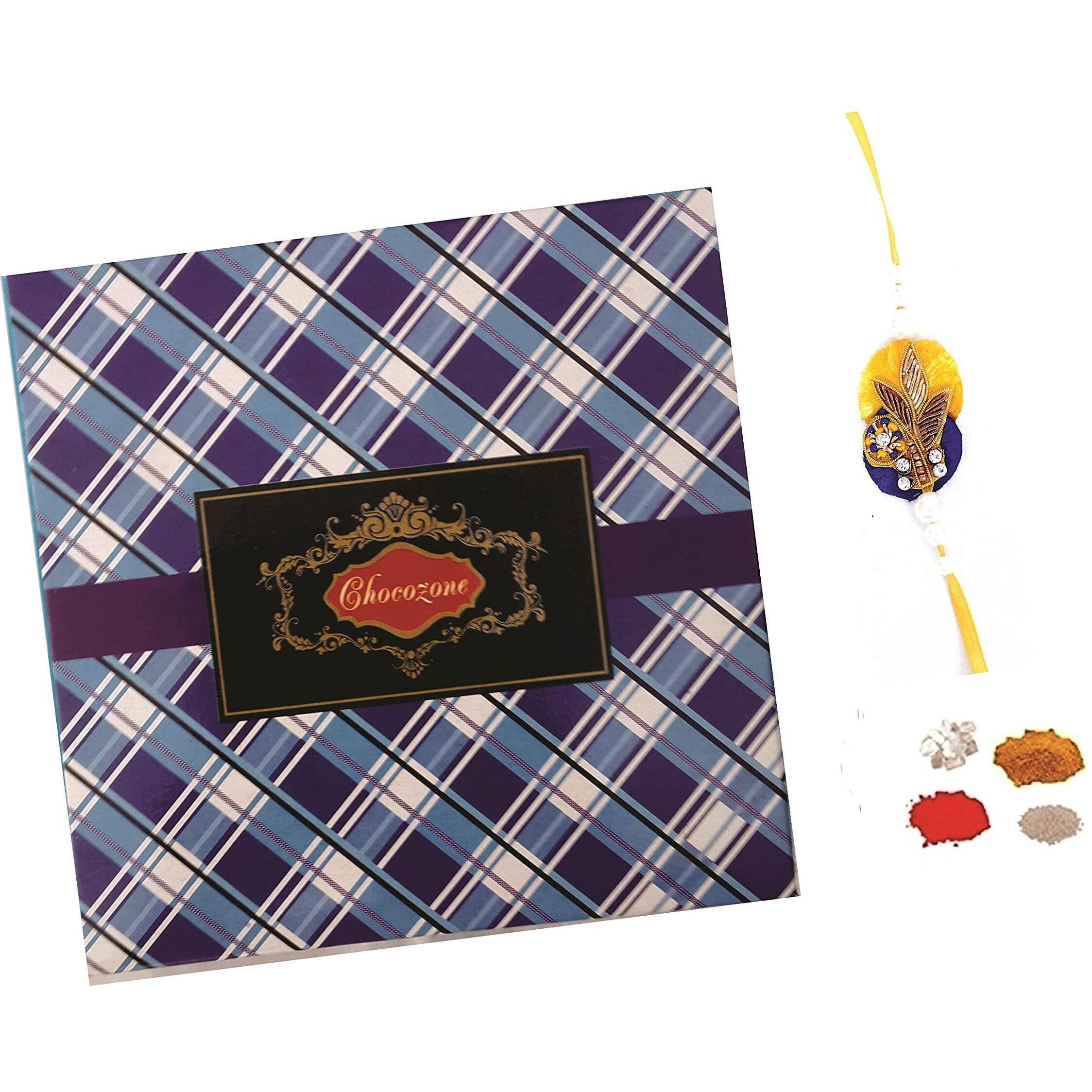 Skylofts 6Pcs Assorted Chocolates Square Box With Rakhi For Brother Rakhi Gifts For Brother