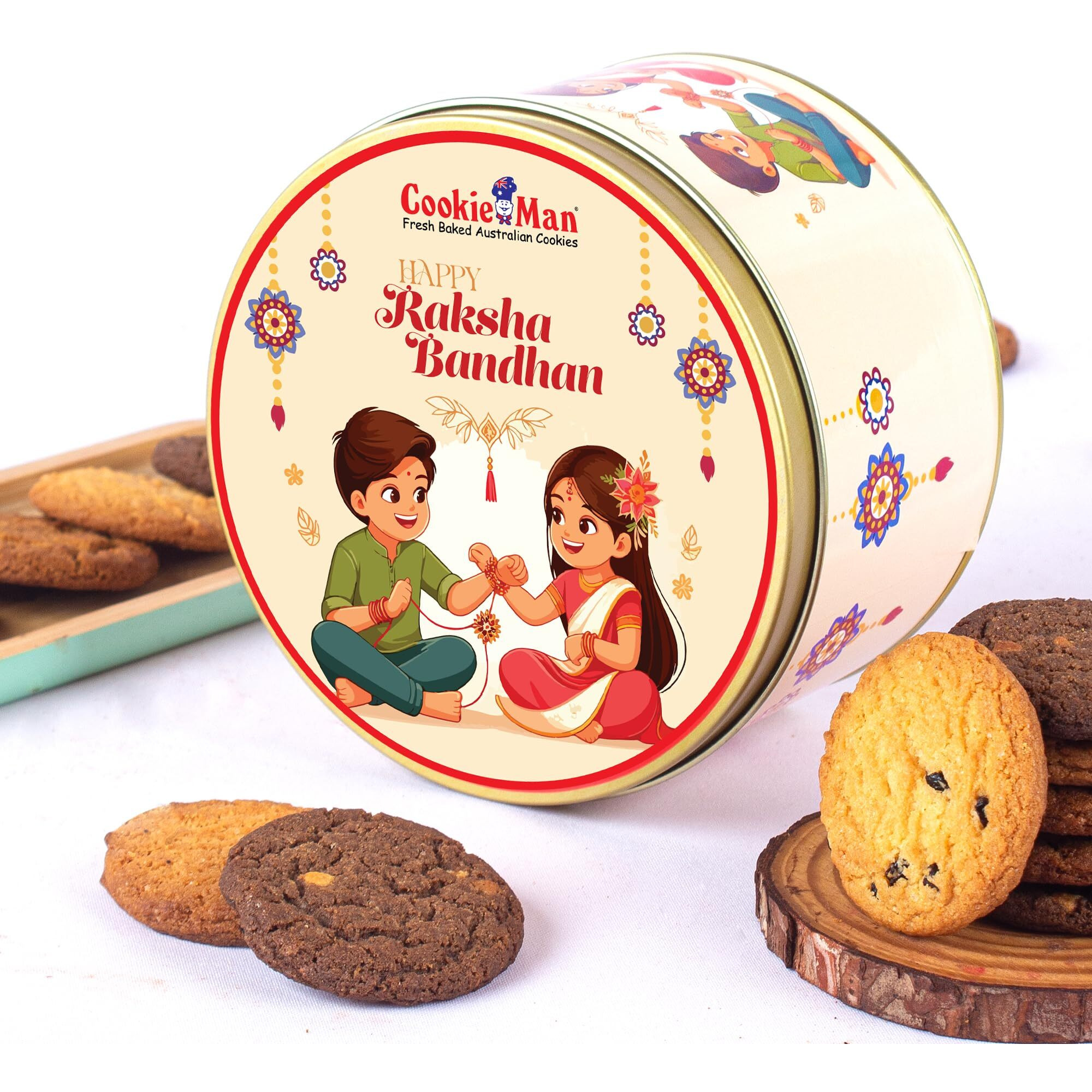 Cookieman 300G Assorted Australian Style Cookies  Premium Biscuits In 5 Flavours Choco Chip, Double Choco Chip, Butter Cashew, Black Currant & Mocha | Crunchy & Gourmet Treat