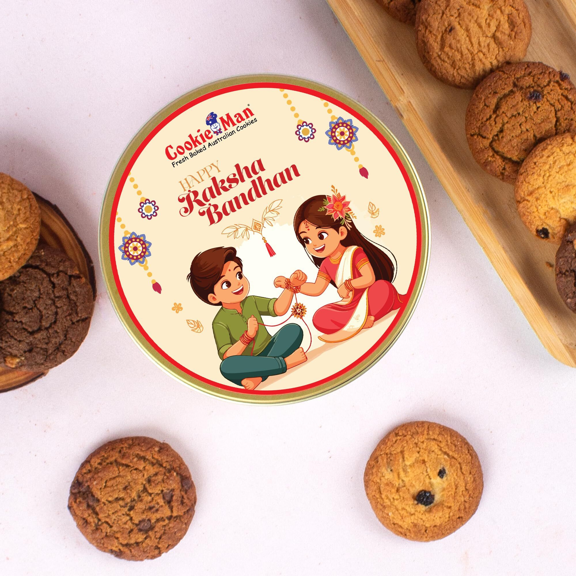 Cookieman 300G Assorted Australian Style Cookies  Premium Biscuits In 5 Flavours Choco Chip, Double Choco Chip, Butter Cashew, Black Currant & Mocha | Crunchy & Gourmet Treat