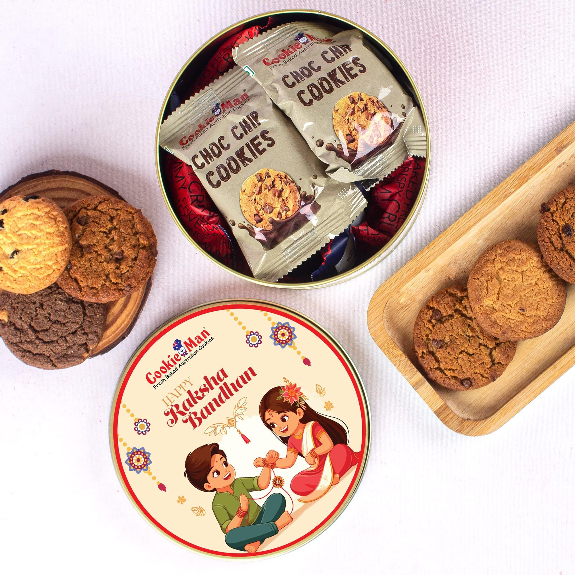 Cookieman 300G Assorted Australian Style Cookies  Premium Biscuits In 5 Flavours Choco Chip, Double Choco Chip, Butter Cashew, Black Currant & Mocha | Crunchy & Gourmet Treat