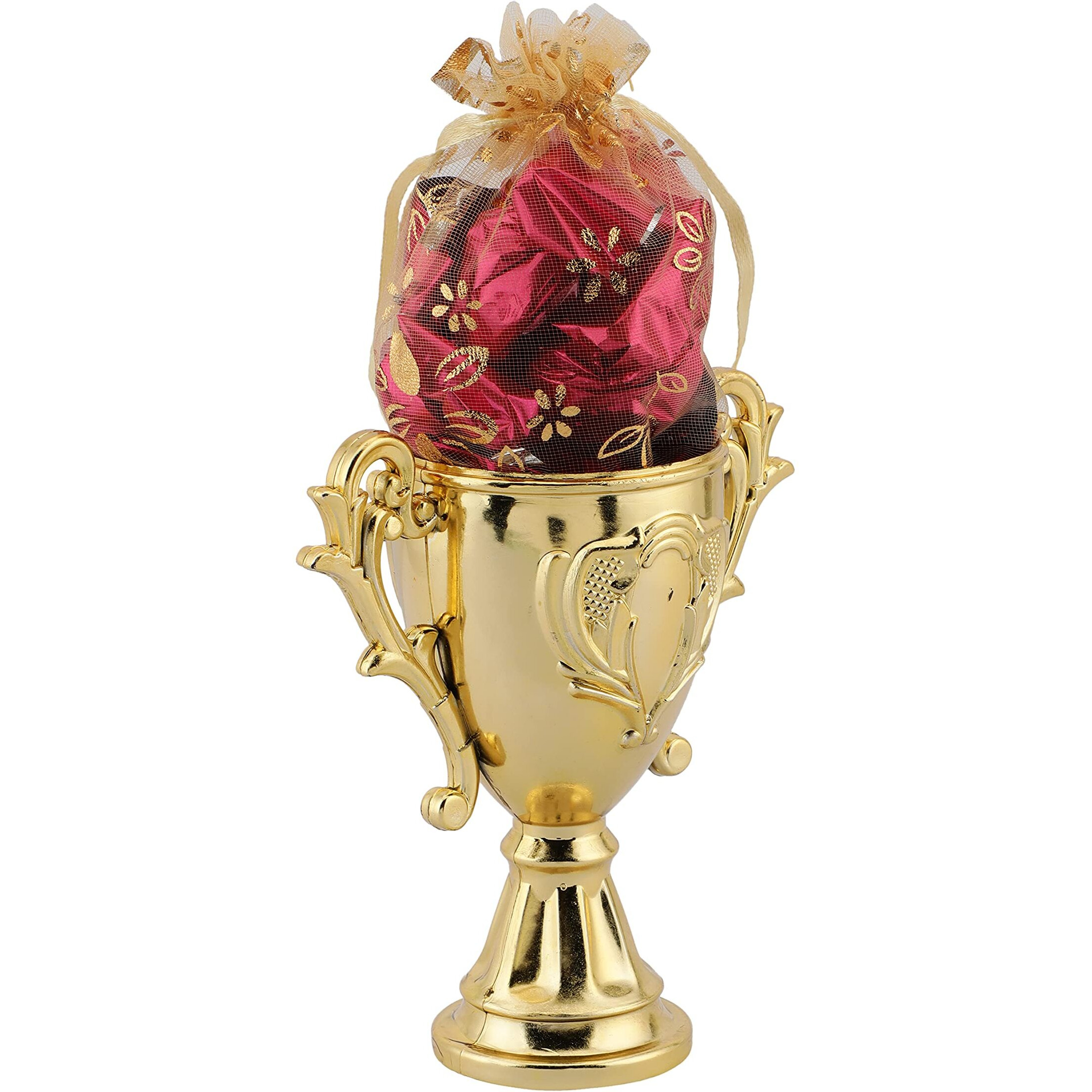 Skylofts 8Pcs Assorted Chocolates Champion Trophy Decoration Piece With Rakhi Lumba Teeka Rakhi Gift For Bhai Bhabhi