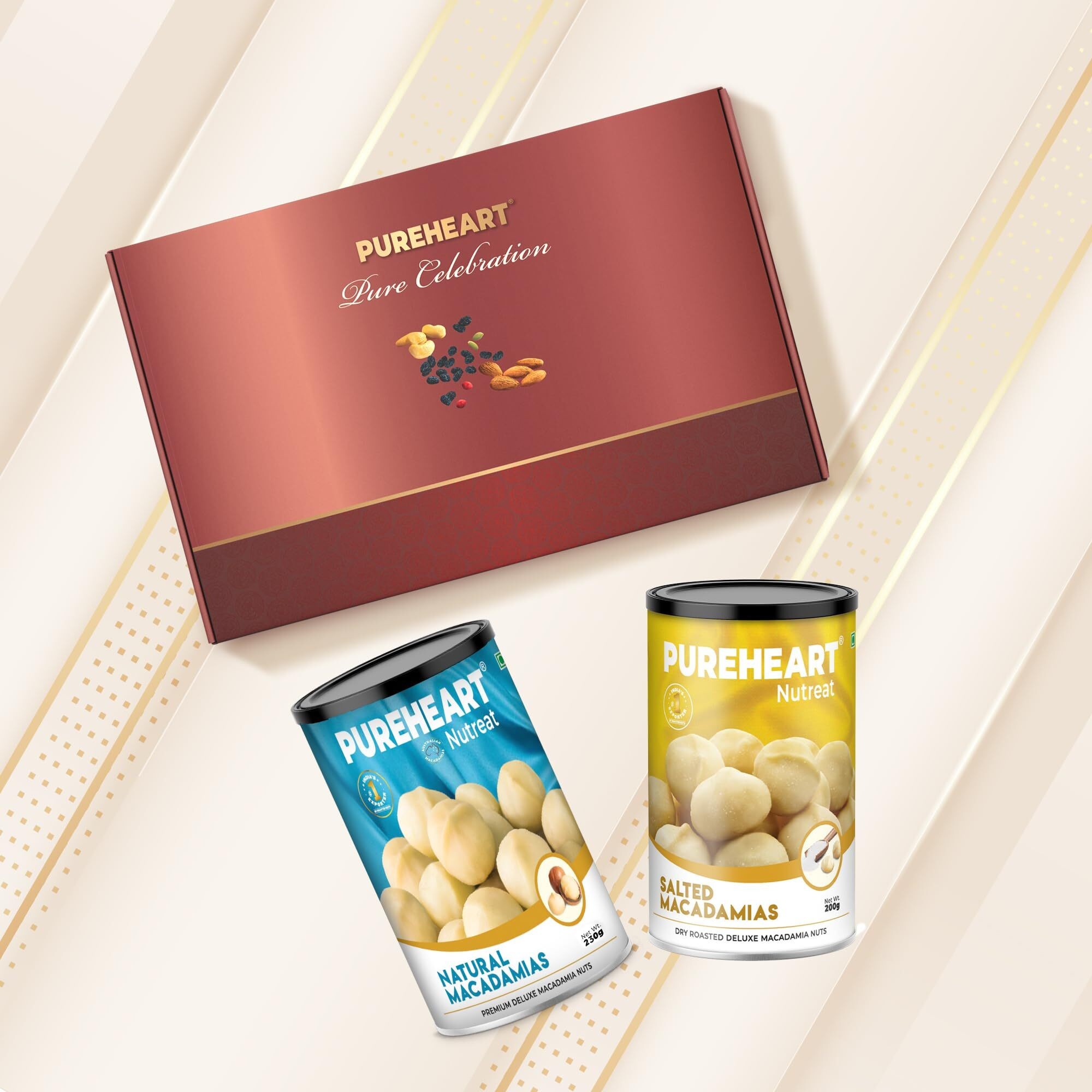 Pureheart Rakhi Gift Hamper - Natural Macadamia, Salted Roasted Macadamia (200G, Each) And Cadbury Bournville Dark Chocolate With Rakhi For Brother, Gift Card, Pooja Rice, Kumkum