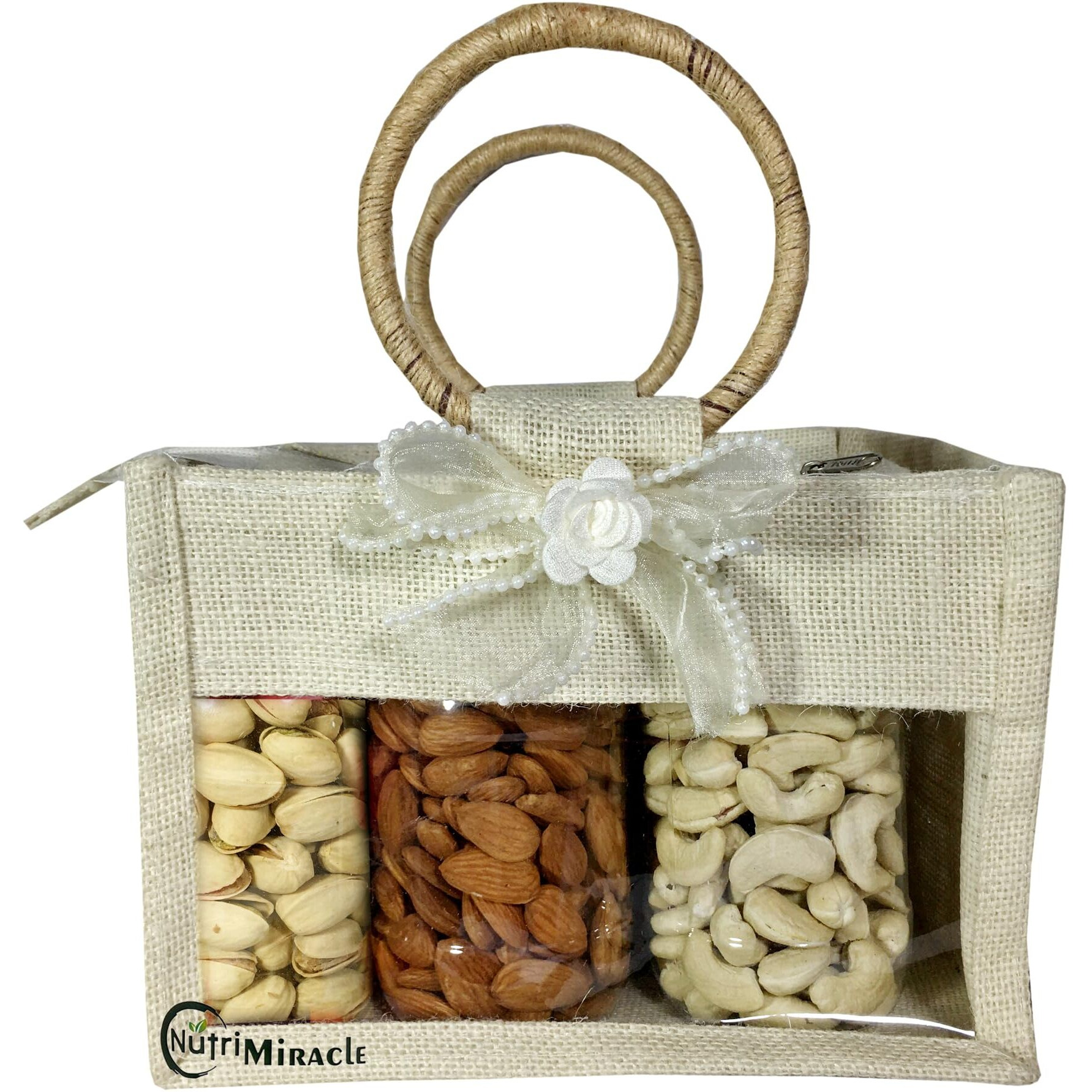 Nutri Miracle Raksha Bandhan Festival Dry Fruits And Chocolates Gift Box In Jute Bag | Rakhi Gift For Brother And Sister