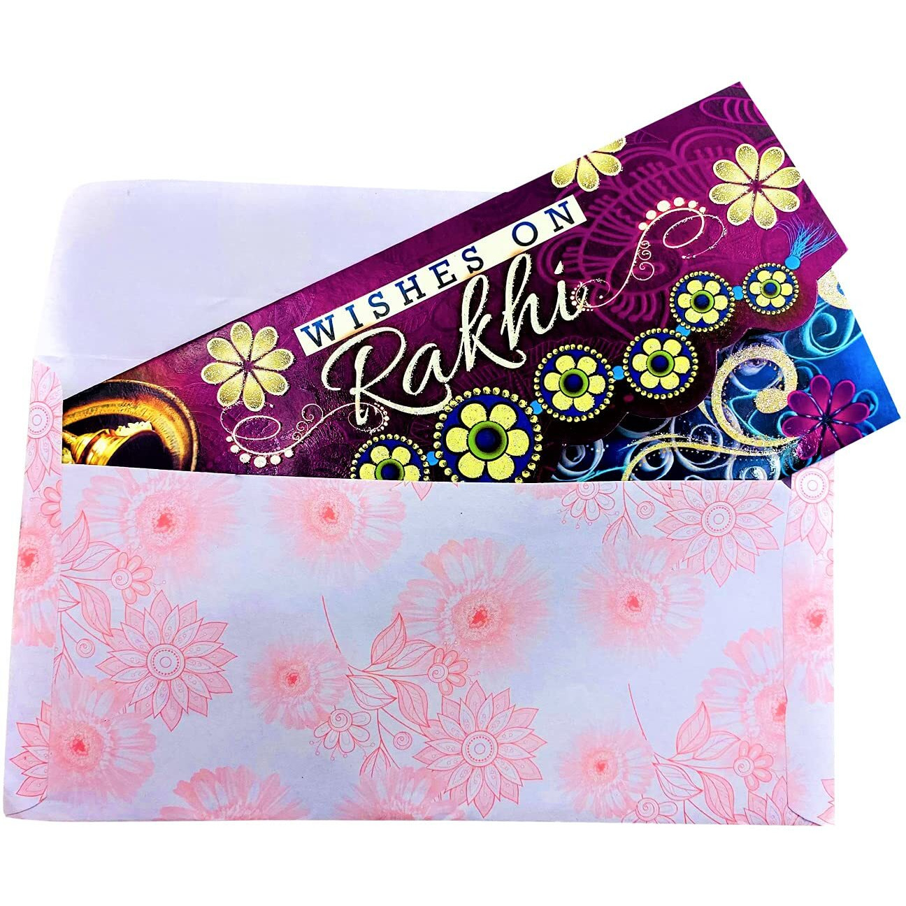 Almoda Creations 3 Panchdhatu Handcrafted Rakhi, Greeting Card, Cadbury Celebrations Festive Chocolate Gift Box, Tilak Pouch & Kalawa Roll, Rakhi Gift Wrapping, Personalized Rakhi Message
