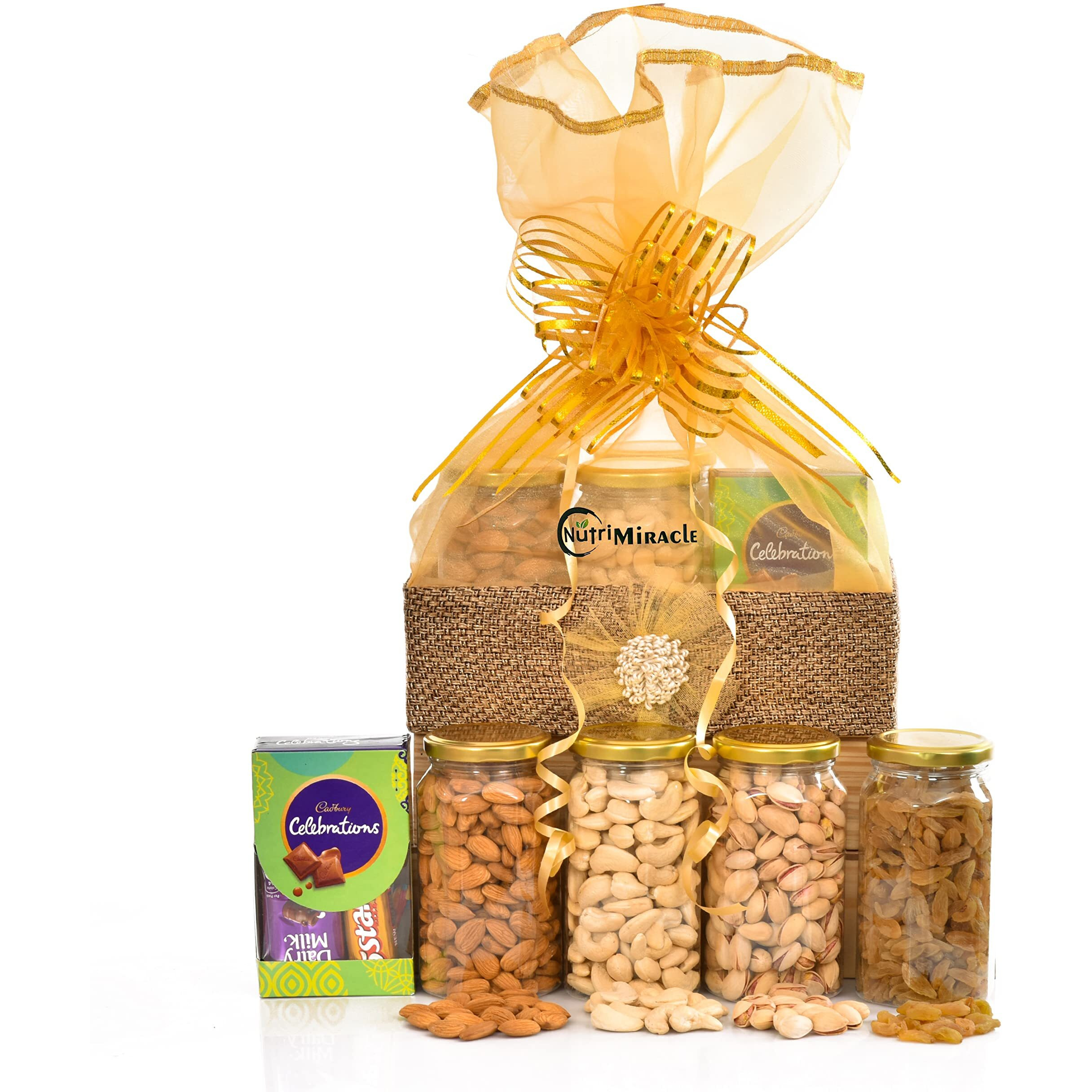 Nutri Miracle Chocolate And Dry Fruits Gift Hamper | Rakhi Gift Hamper For Women |Mixed Nuts Gift Basket For Office Employees | Family | Friends