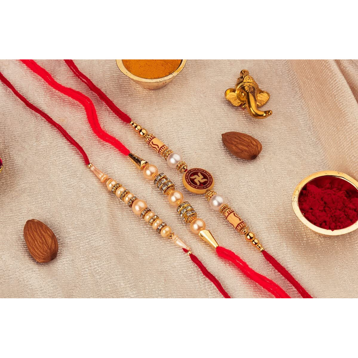 Rakhi For Bother With Chocolate Hamper With 3 Rakhis 1 Celebrations 50 Pack Roli Chawal Rakhi Card Hamper