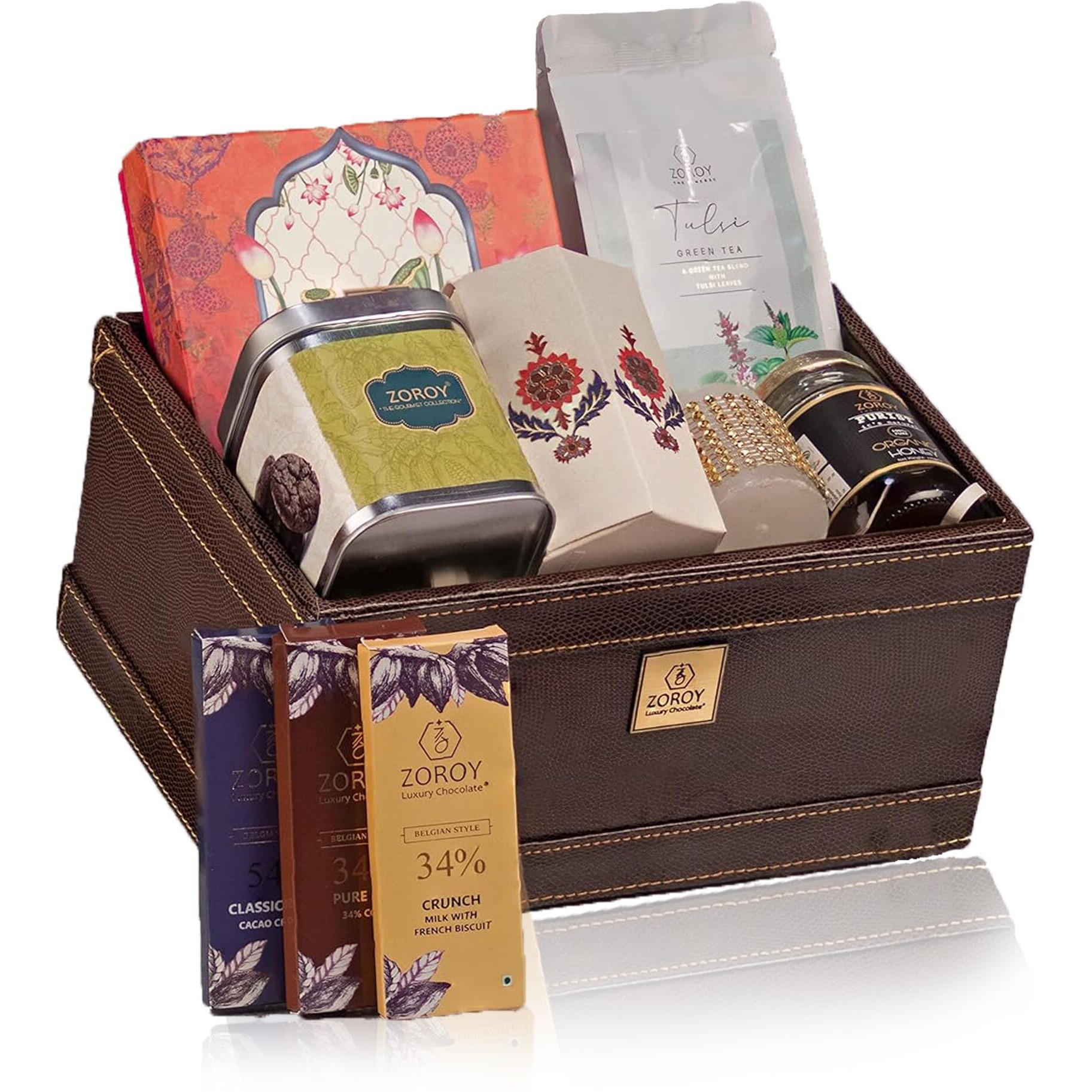 Zoroy Luxury Chocolate Club Hamper Gift Box With Assorted Chocolates Dry Fruits Nuts Cookies & Honey For Diwali Corporate Birthday Rakhi Christmas Festive Anniversary Wedding Online Gifts Combo Pack
