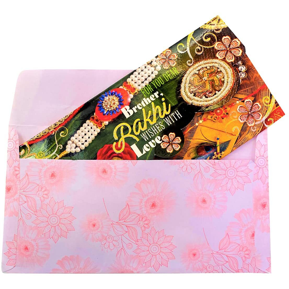 Almoda Creations Rakhi Combo Gift (2 Rakhi, Rakhi Greeting Card, Cadbury Celebrations Festive Chocolate Gift Box, Tilak Pouch & Kalawa Roll, Rakhi Gift Wrapping, Custom Rakhi Message)