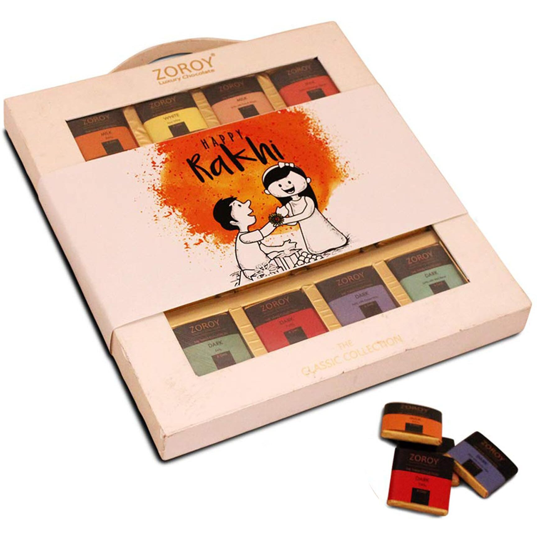 Zoroy Luxury Chocolate Box For Rakhi Festival, Make Your Rakhi Special With Chocolates, Chocolate Hamper For Rakhi, Gift Basket, Ideal For Rakhi Celebrations, 130 Gram