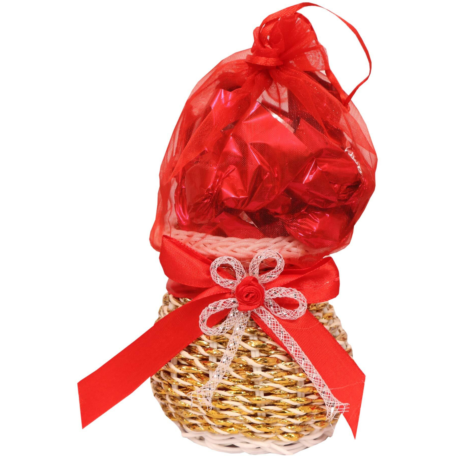 Skylofts Stylish Pot Chocolate Basket With 10 Pcs Assorted Chocolates & Rakhi Teeka Set For Bhai Rakhi Gifts