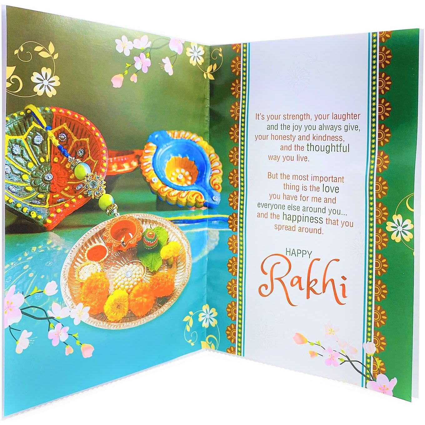 Almoda Creations Rakhi With Cup And Chocolate (2 Rakhi, Greeting Card, Cadbury Celebrations Pack, Tilak Pouch & Kalawa Roll, Wrapping, Handwritten Custom Message)