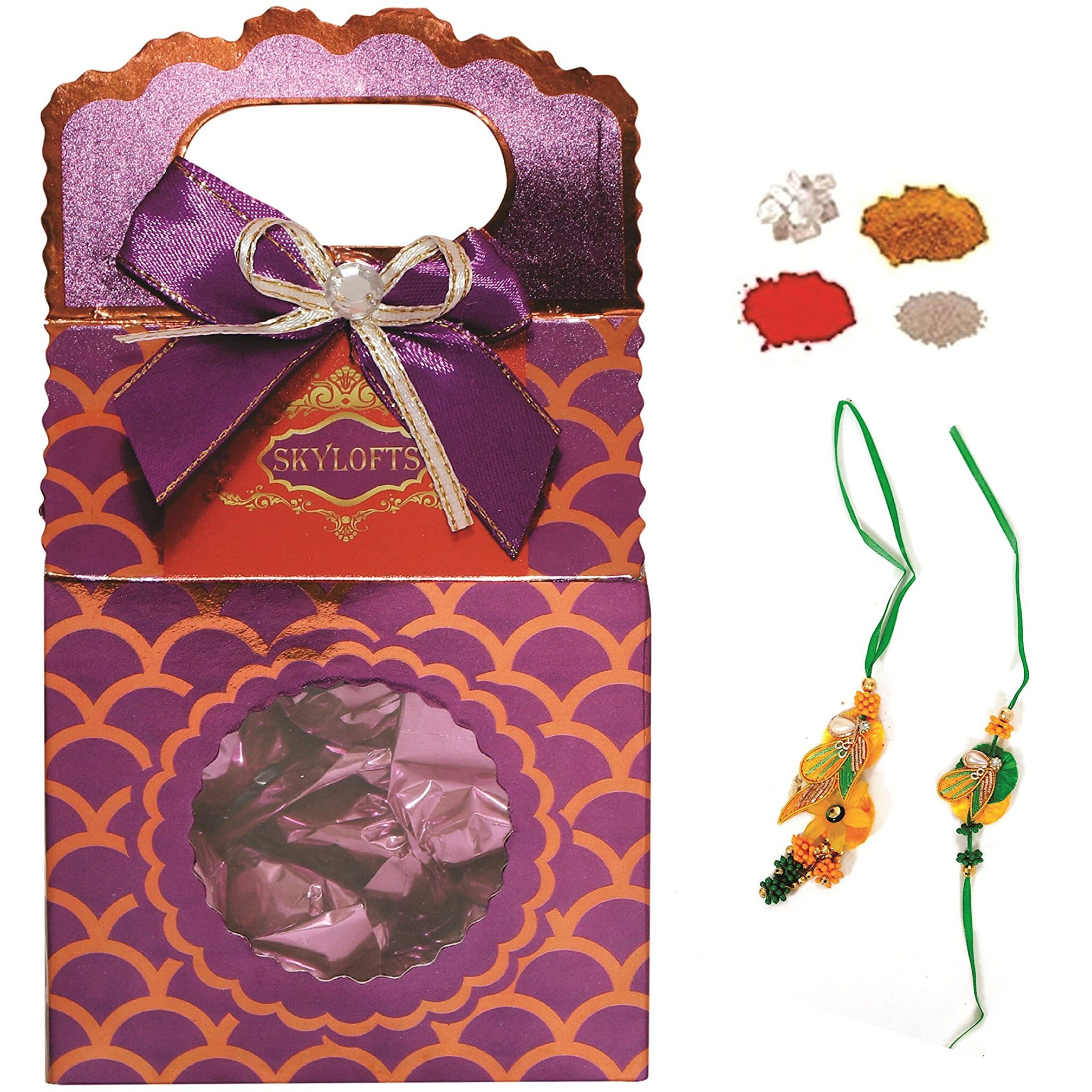 12Pcs Assorted Chocolates Paper Box With Rakhi Lumba Set For Brother Bhabhi Rakhi Gifts For Bhai Bhabhi