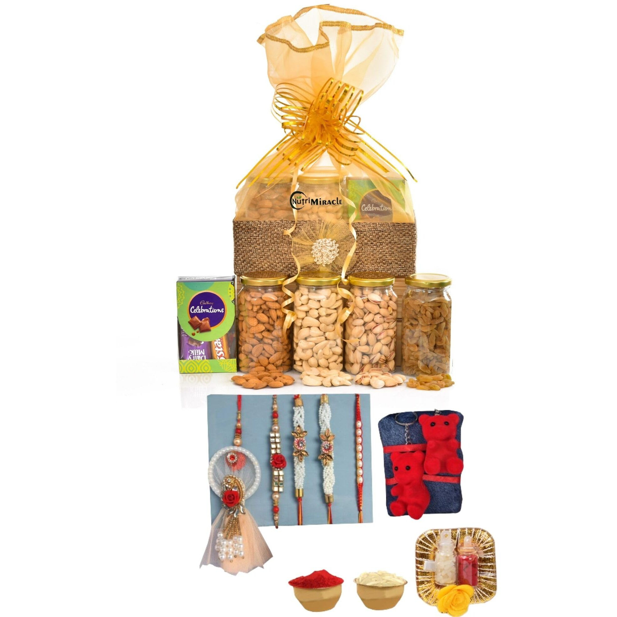 Nutri Miracle Bhaiya Bhabhi Rakhi Gift Hamper | Rakhi For Brother With Dry Fruits And Chocolates | Rakhi For Siblings | Raksha Bandhan Gift Hamper