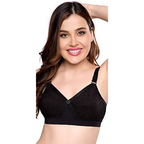 Trylo Women S Non-Wired Bra (Krutika Chiken_Black_36G)