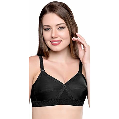 Trylo Women S Non-Wired Bra (Krutika Chiken_Black_36G)