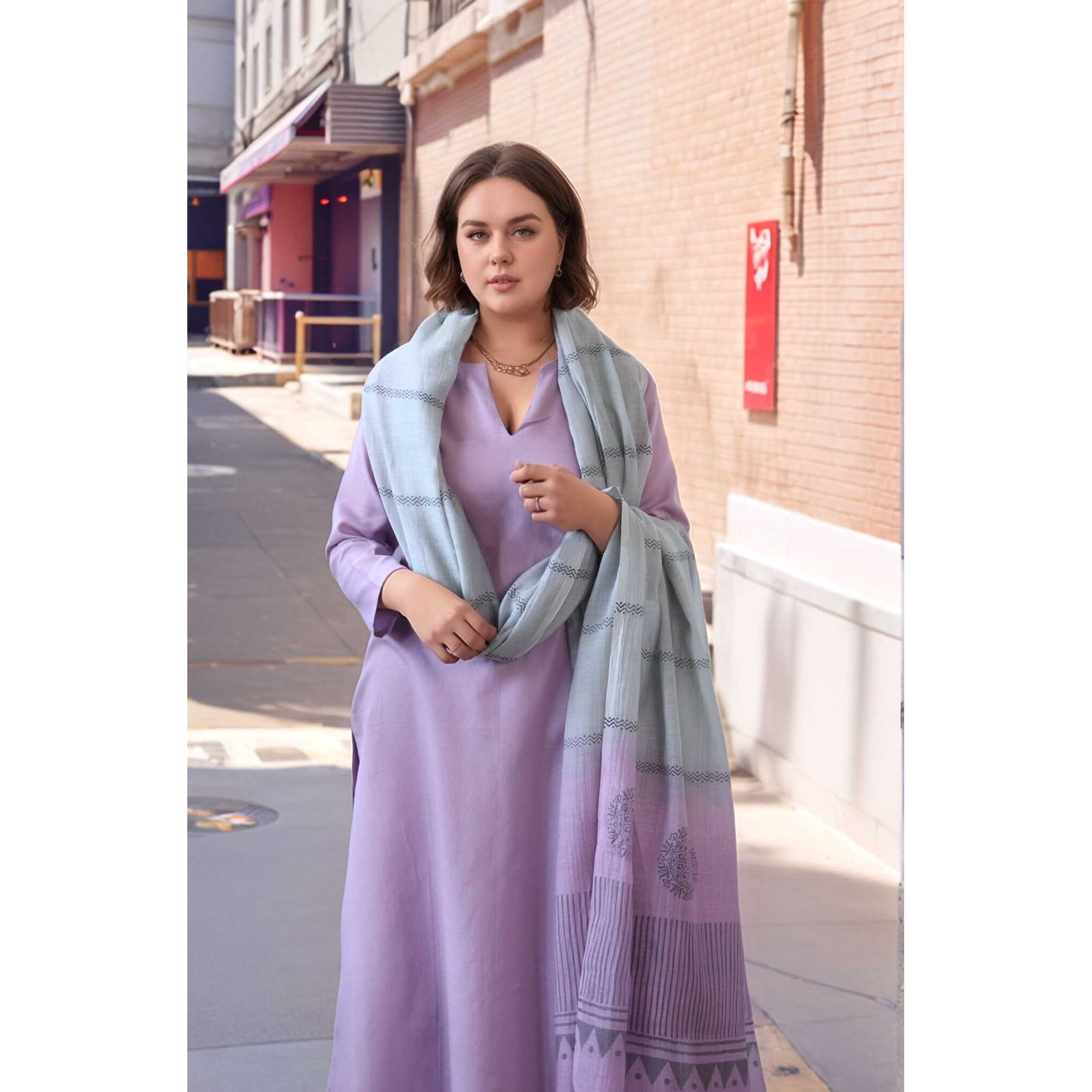 Gosriki Women's Rayon Viscose Straight Solid Kurta With Pant & Dupatta (Paradise Purple-Vks03-Gs_Xl_Purple_X-Large)